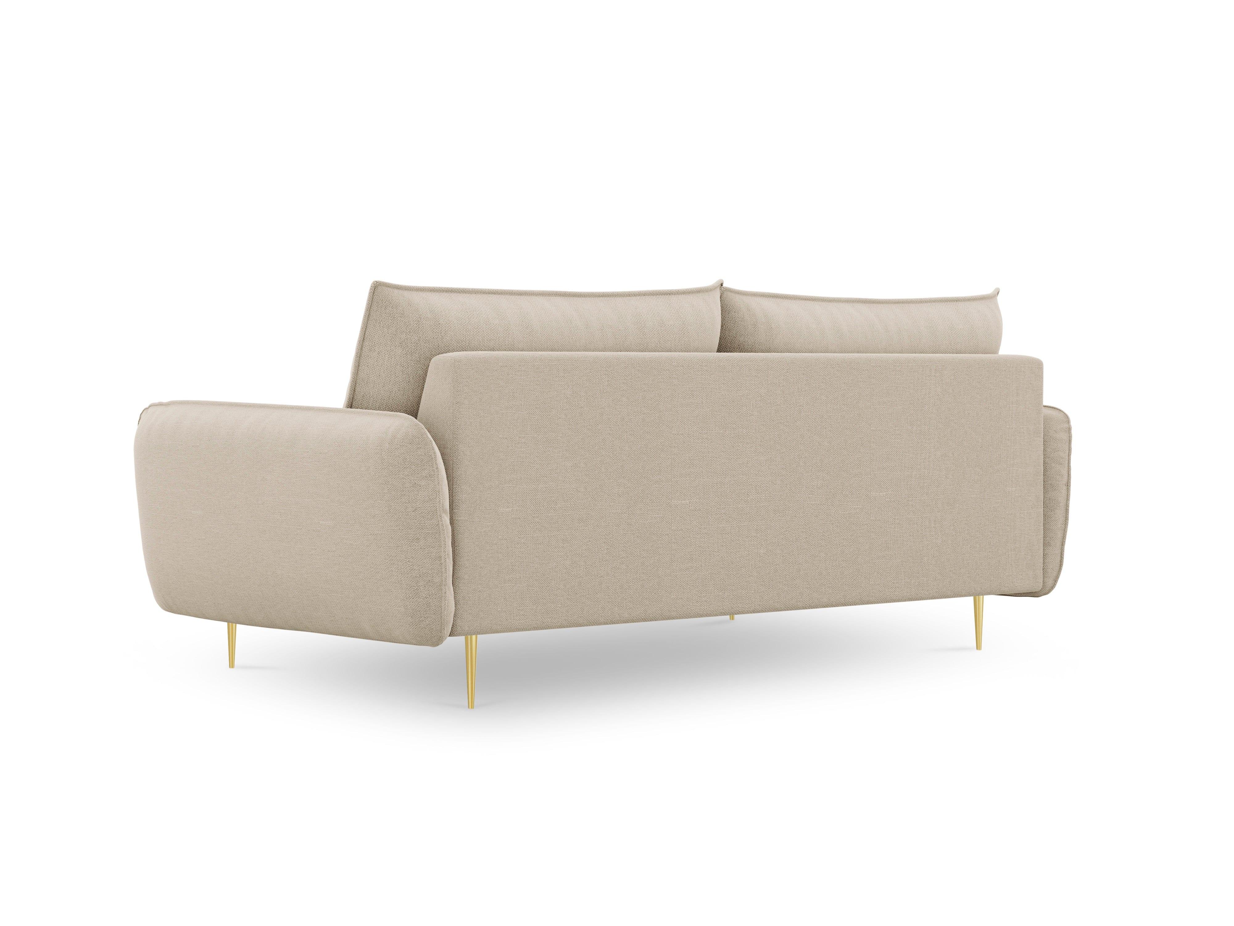 Sofa 4-osobowa VIENNA beżowy szenil ze złotą podstawą - Image 3