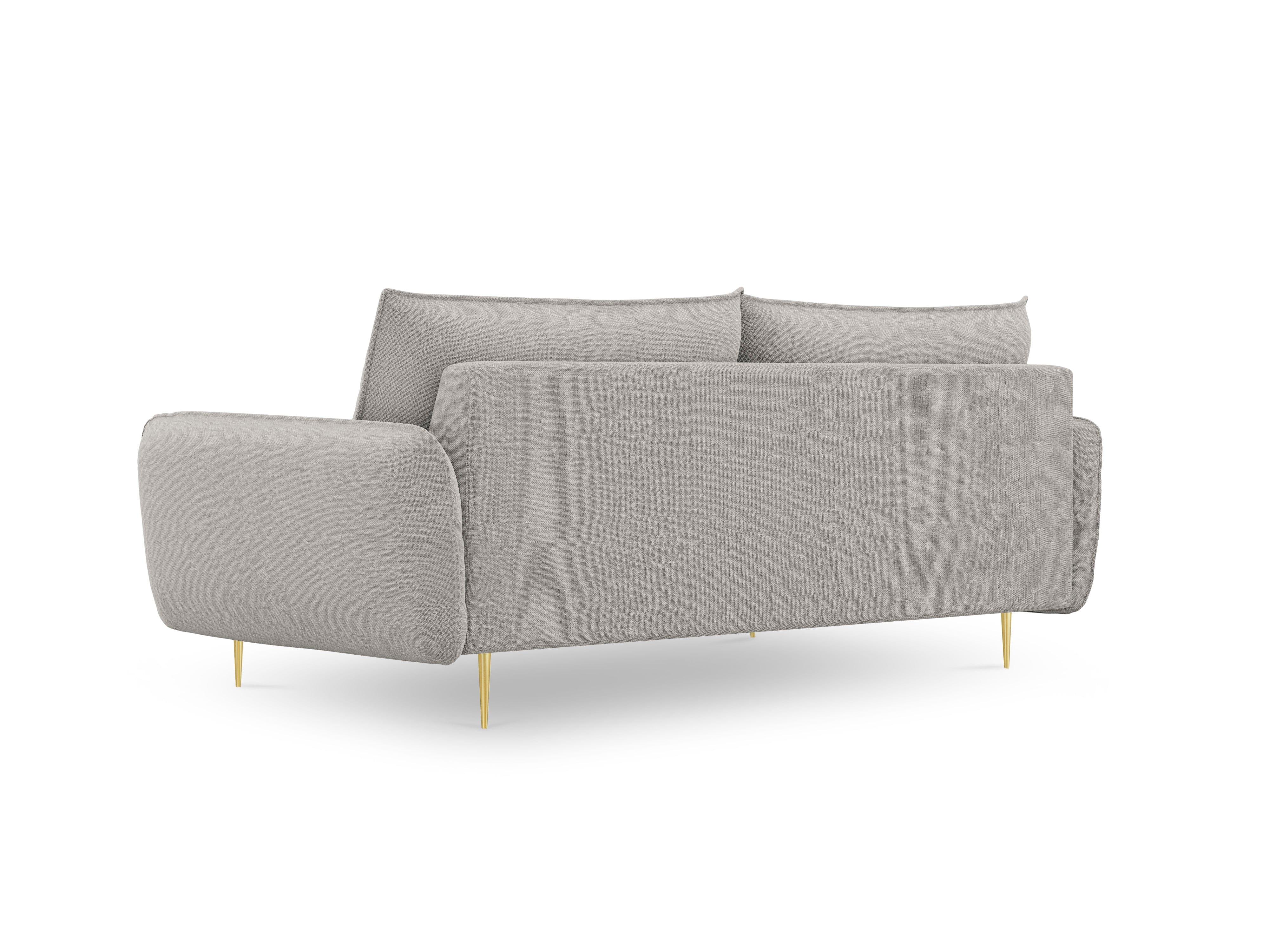 Sofa 4-osobowa VIENNA jasnoszary szenil ze złotą podstawą - Image 3