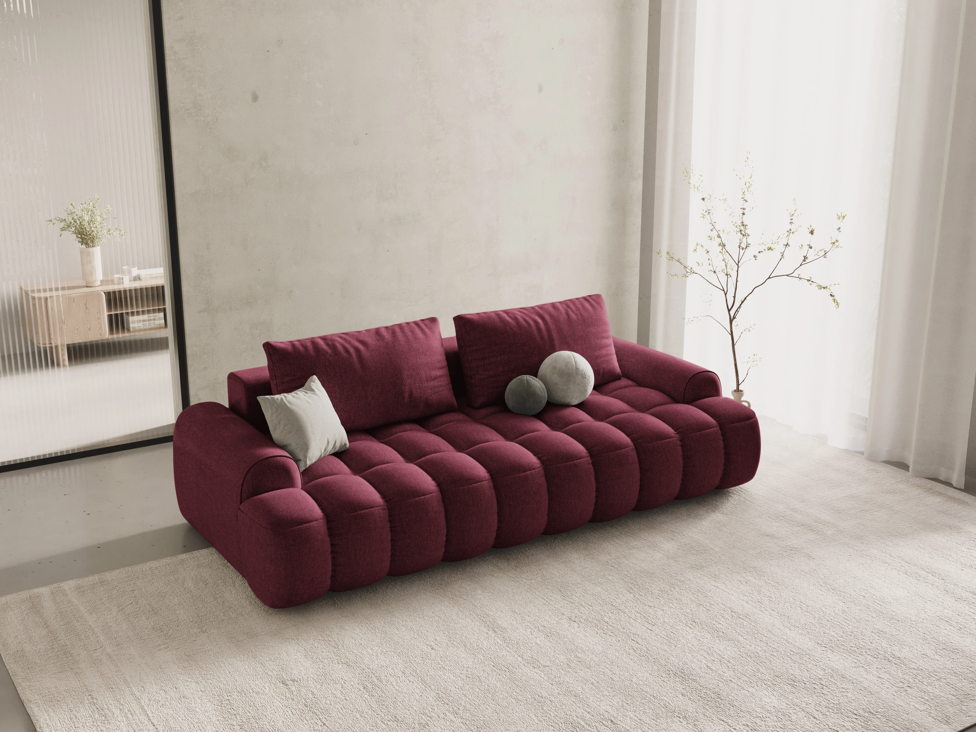 Sofa z funkcją spania 4-osobowa LINZ bordowy - Image 2