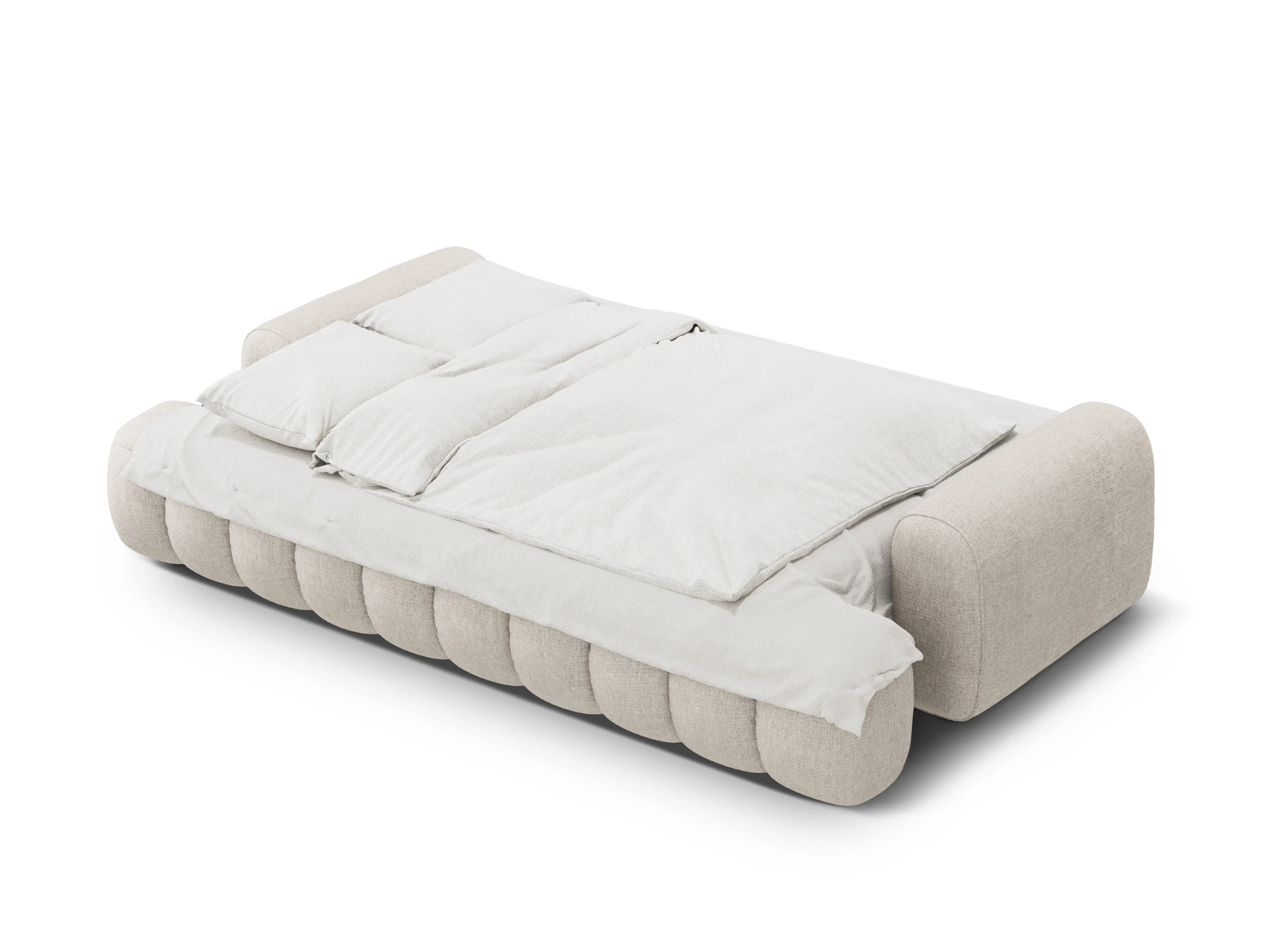 Sofa z funkcją spania 4-osobowa LINZ kremowy - Image 4