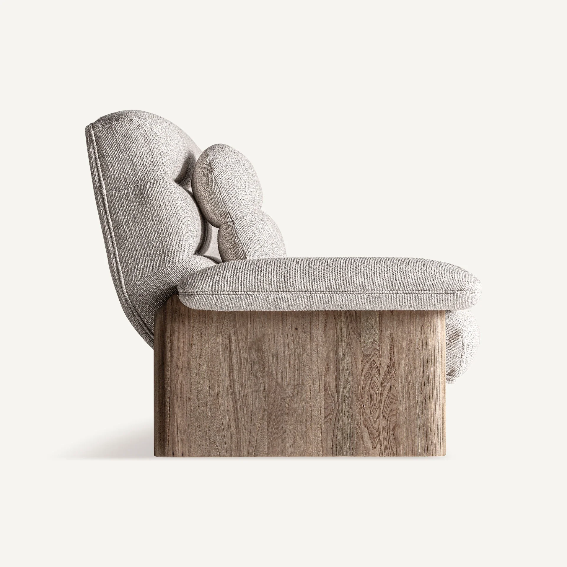 Sofa z poduszkami JACQUARD beżowy z drewnianą podstawą - Image 4