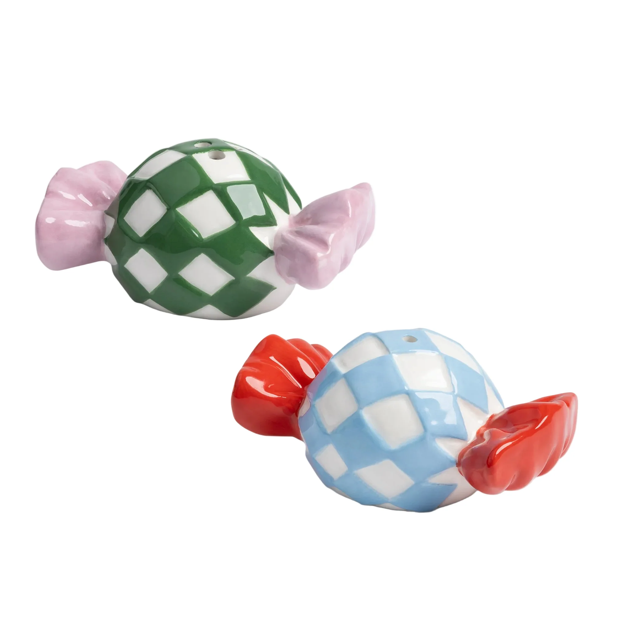 Solniczka i pieprzniczka CANDY CHECK kolorowa porcelana