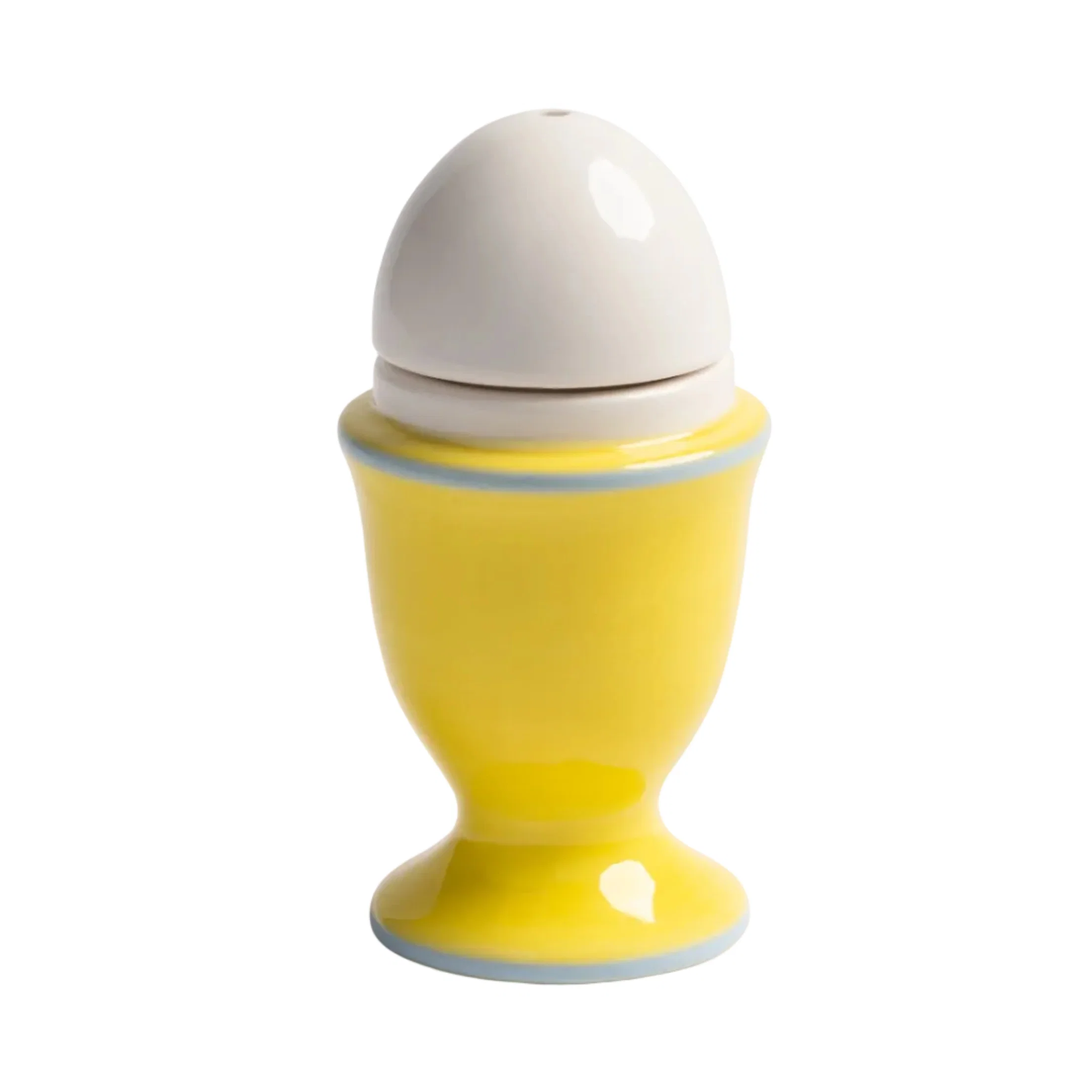 Solniczka i pieprzniczka EGG żółty z niebieskim i białym