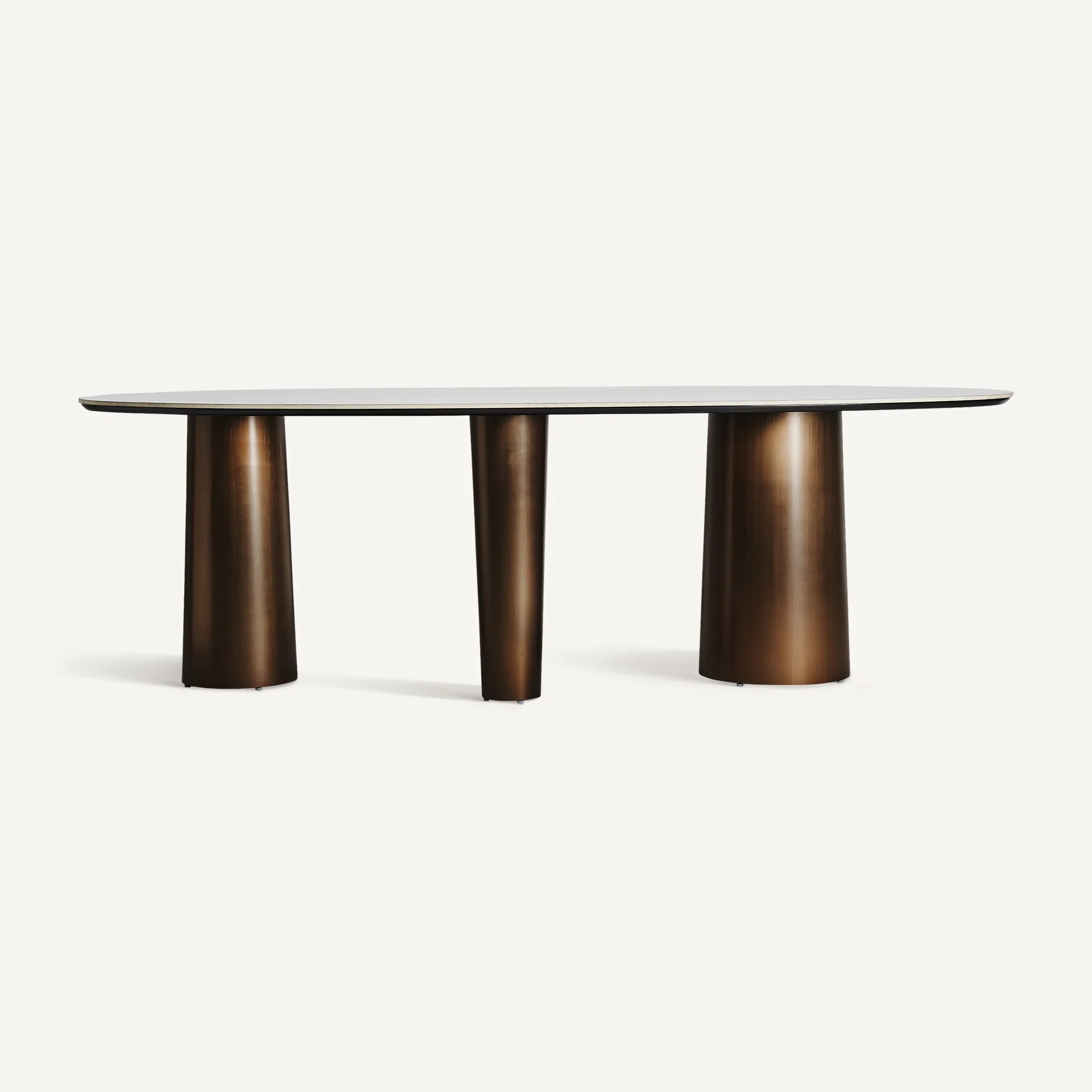 Stół LAGGAN spiek porcelanowy z brązową podstawą - Image 2