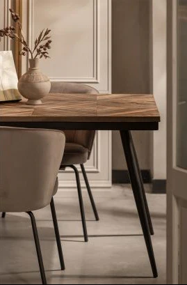 Stół RHOMBIC drewno tekowe z czarną metalową podstawą - Image 9