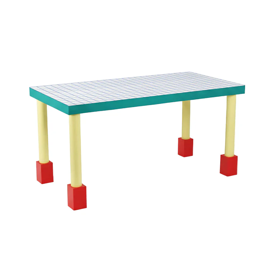 Stół SUPERTABLE BLUE GRID żółty z turkusowym