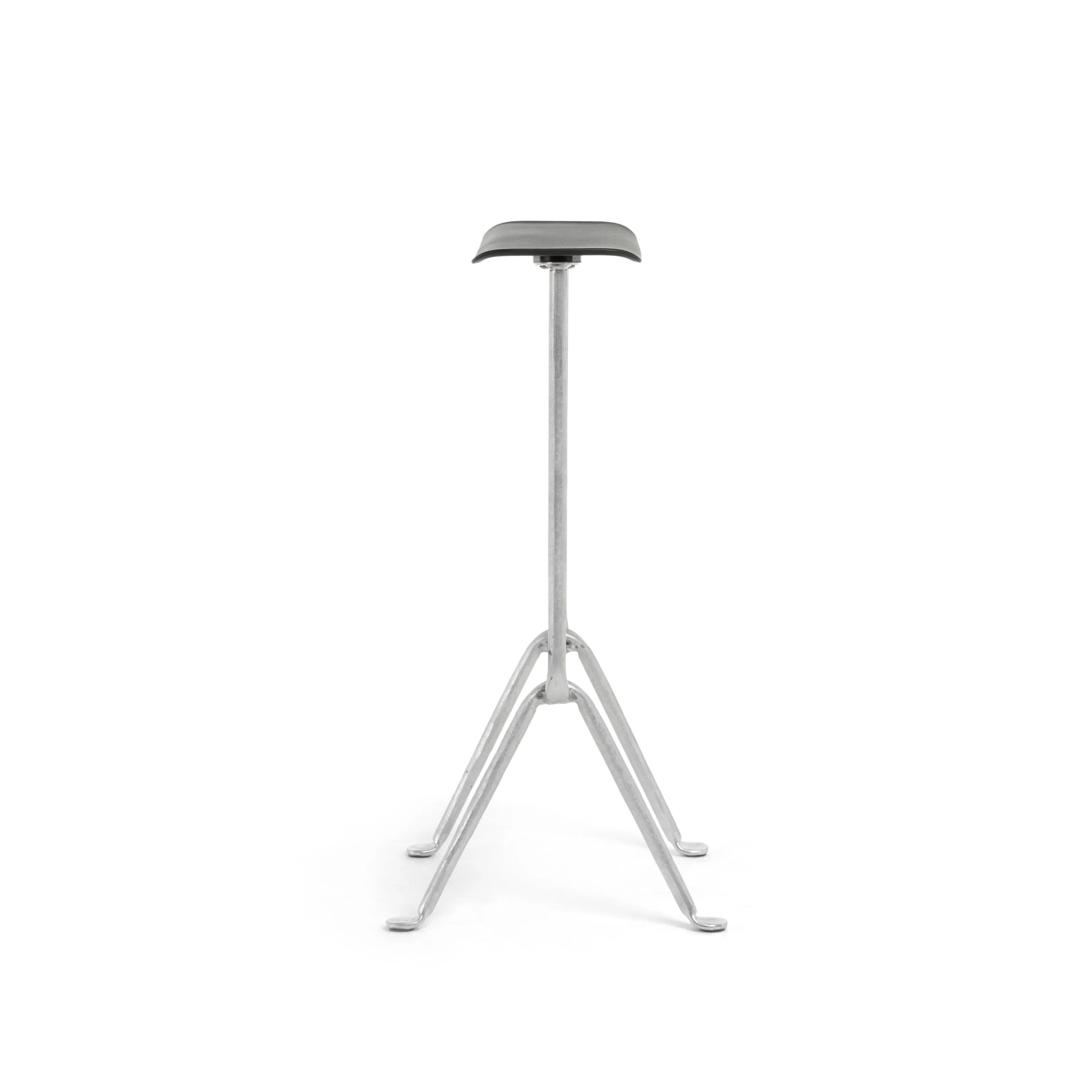 Stołek barowy OFFICINA metalowa podstawa ze skórzanym czarnym siedziskiem - Image 6