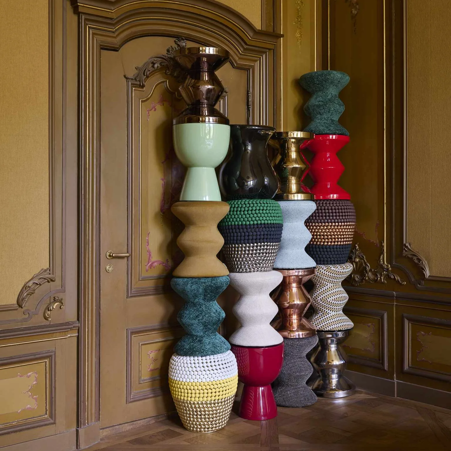 Stołek SOFT ZIG ZAG musztardowy - Image 3