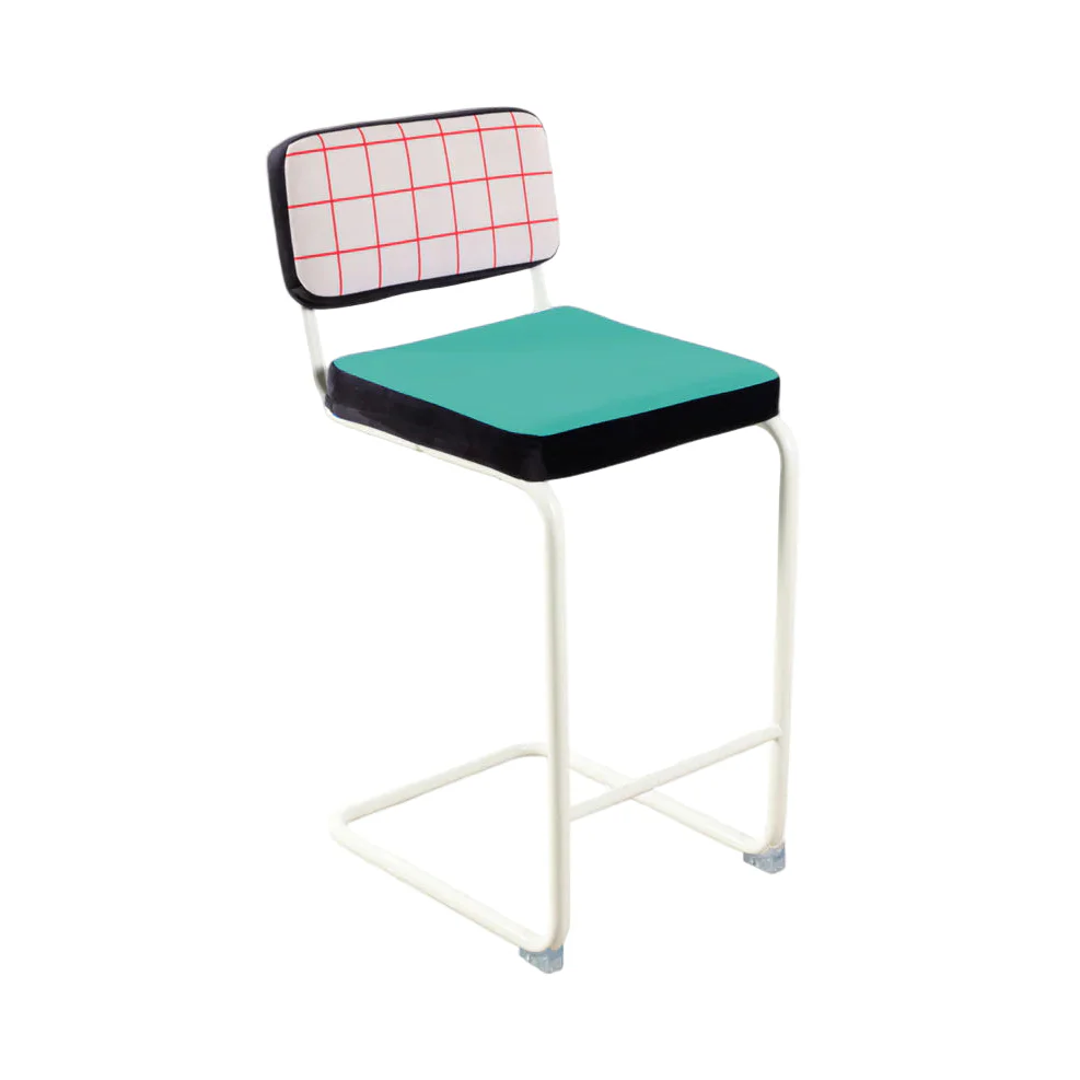 Krzesło barowe SUPERSTOOL RED GRID turkusowy z białą podstawą