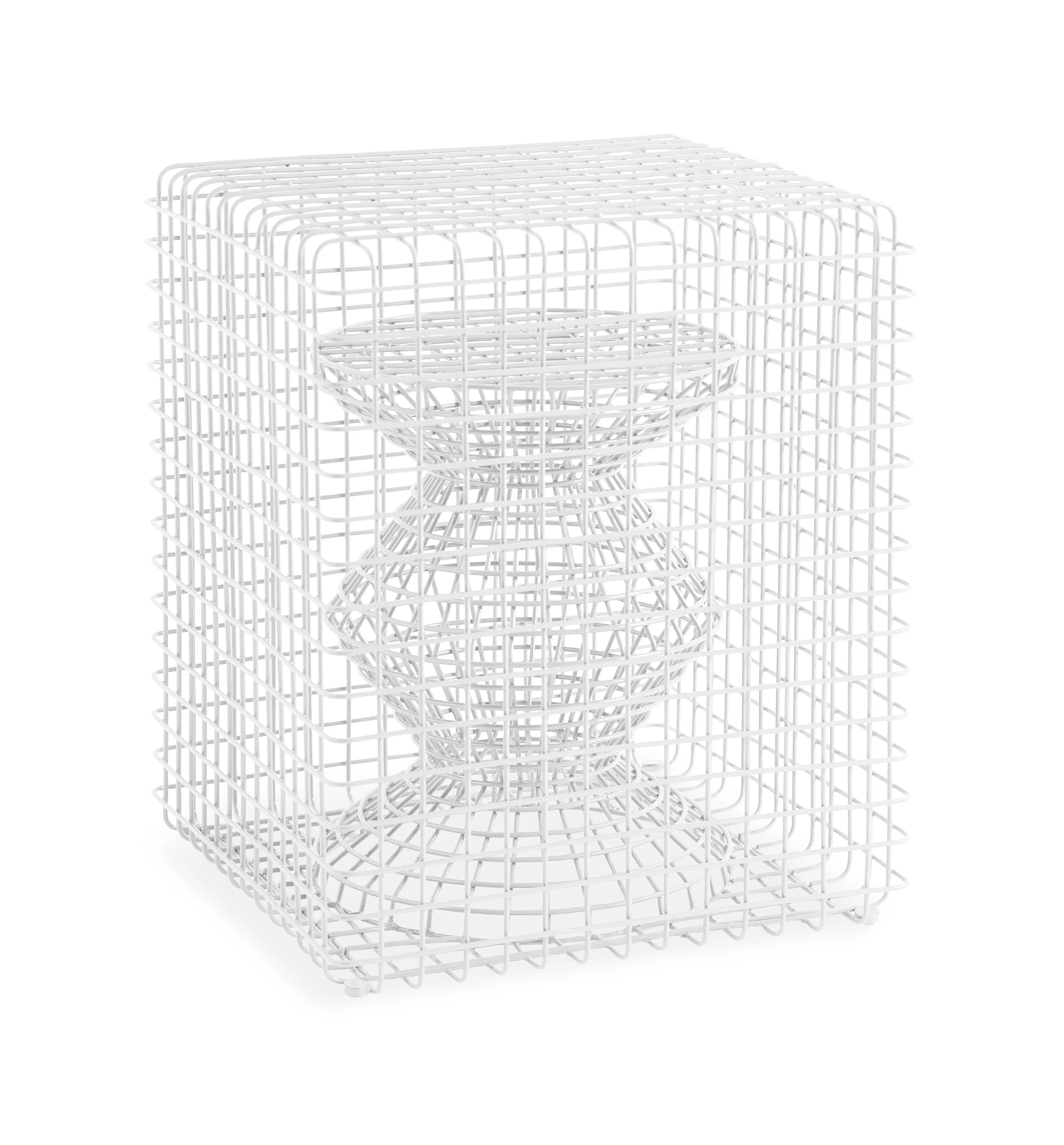 Stołek dekoracyjny ZIG ZAG WIRE biały