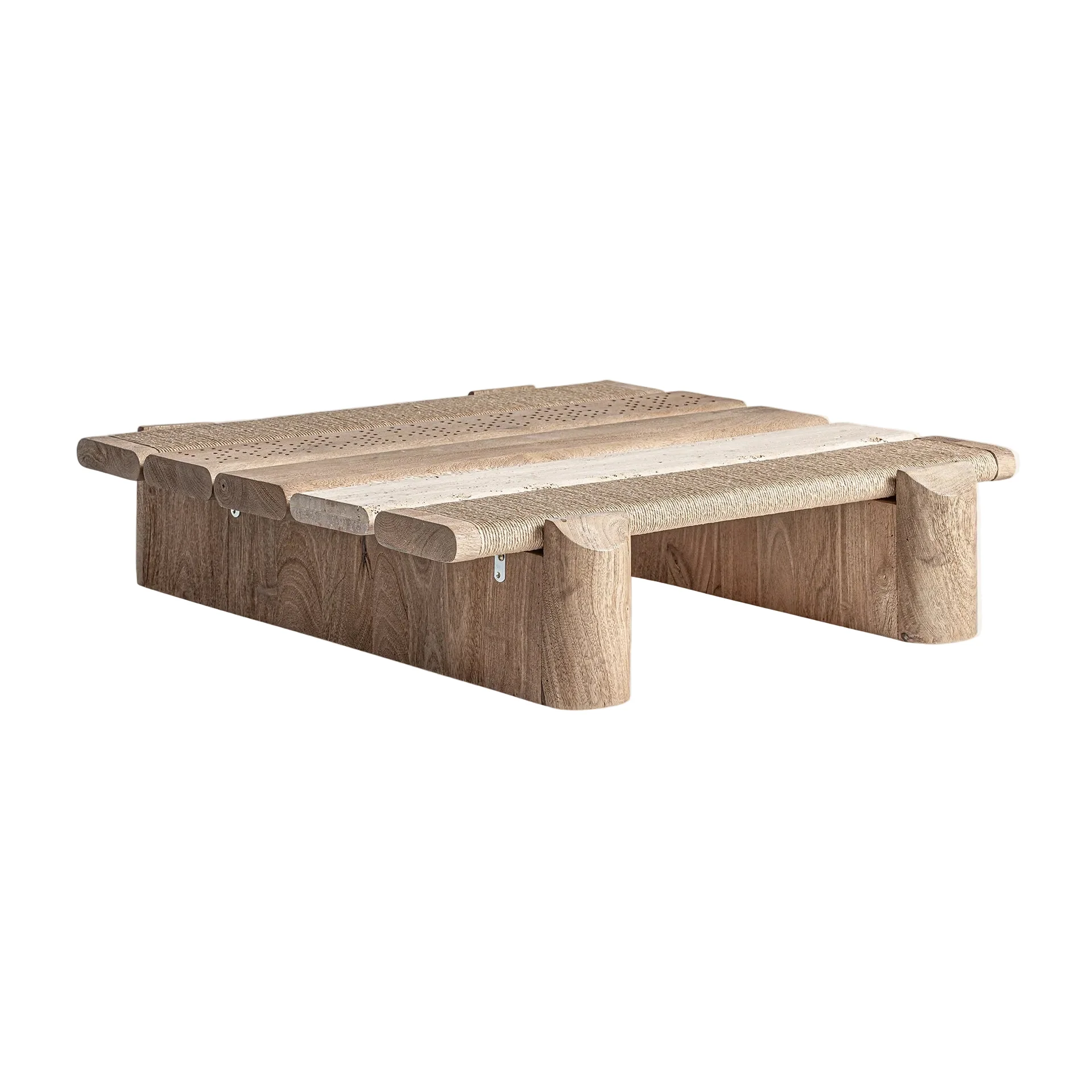 Stolik kawowy JACQUARD drewno mango z marmurem