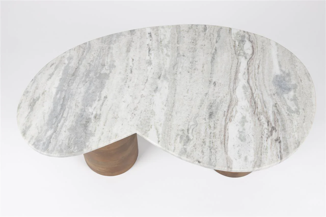 Stolik kawowy PELI marmur z drewnem mango - Image 7