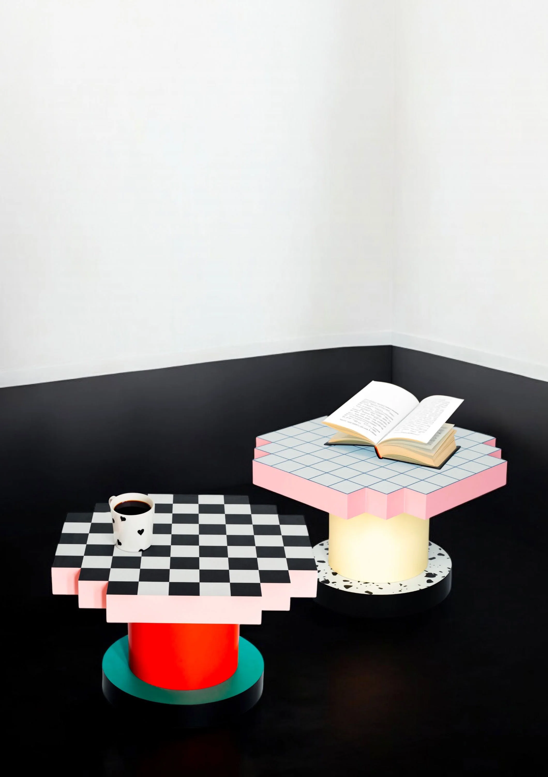 Stolik kawowy SUPERCOFFEE CHESSBOARD różowy z czerownym - Image 5