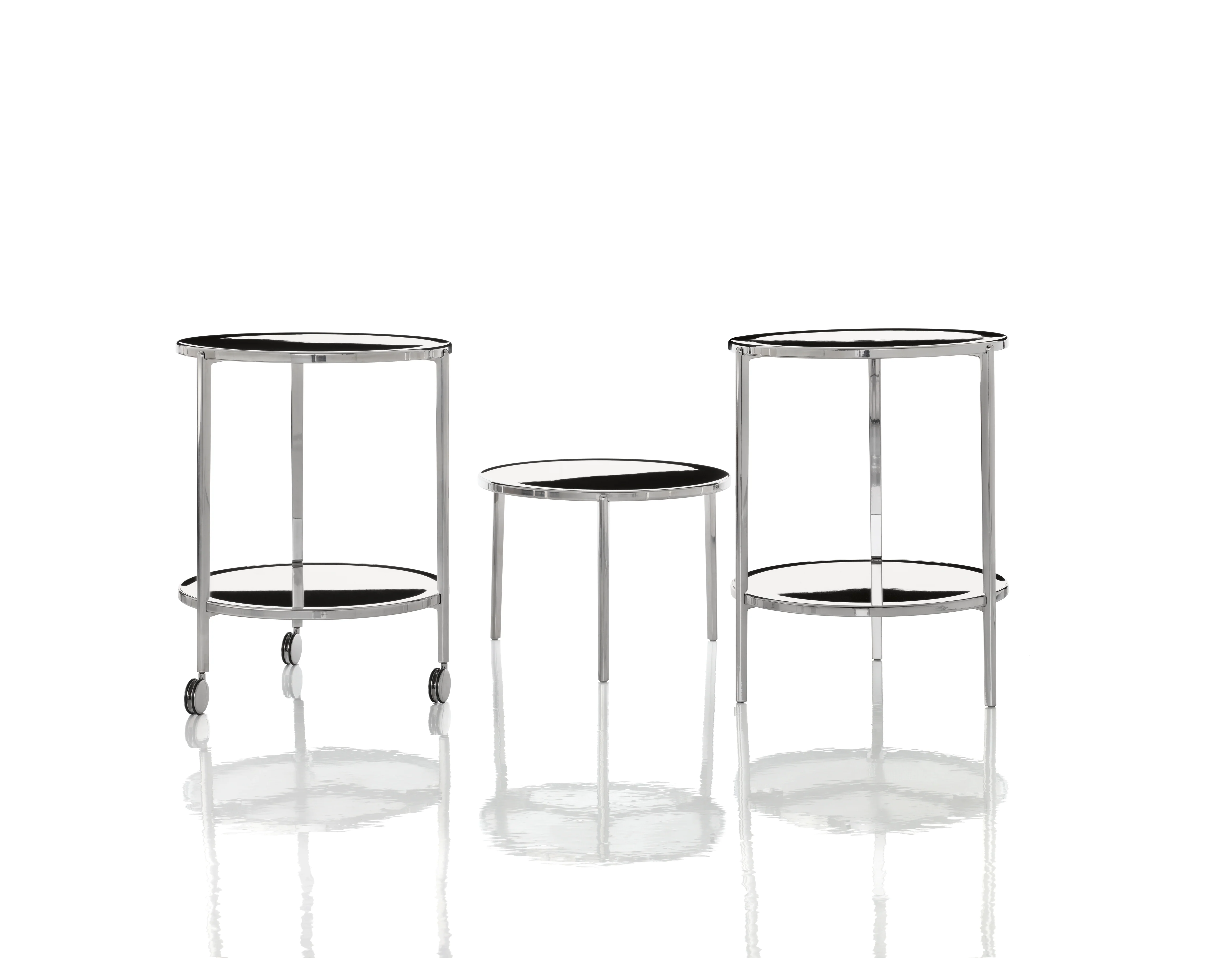 Stolik kawowy okrągły TAMBOUR polerowane aluminium - Image 4