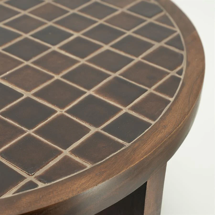 Stolik kawowy TILED UP ciemnobrązowe drewno mango - Image 6