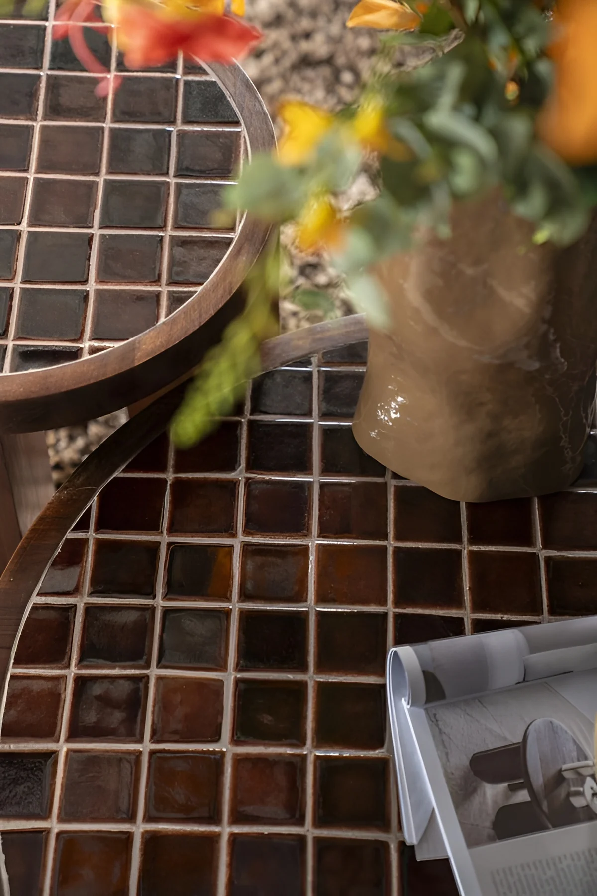 Stolik kawowy TILED UP ciemnobrązowe drewno mango - Image 7