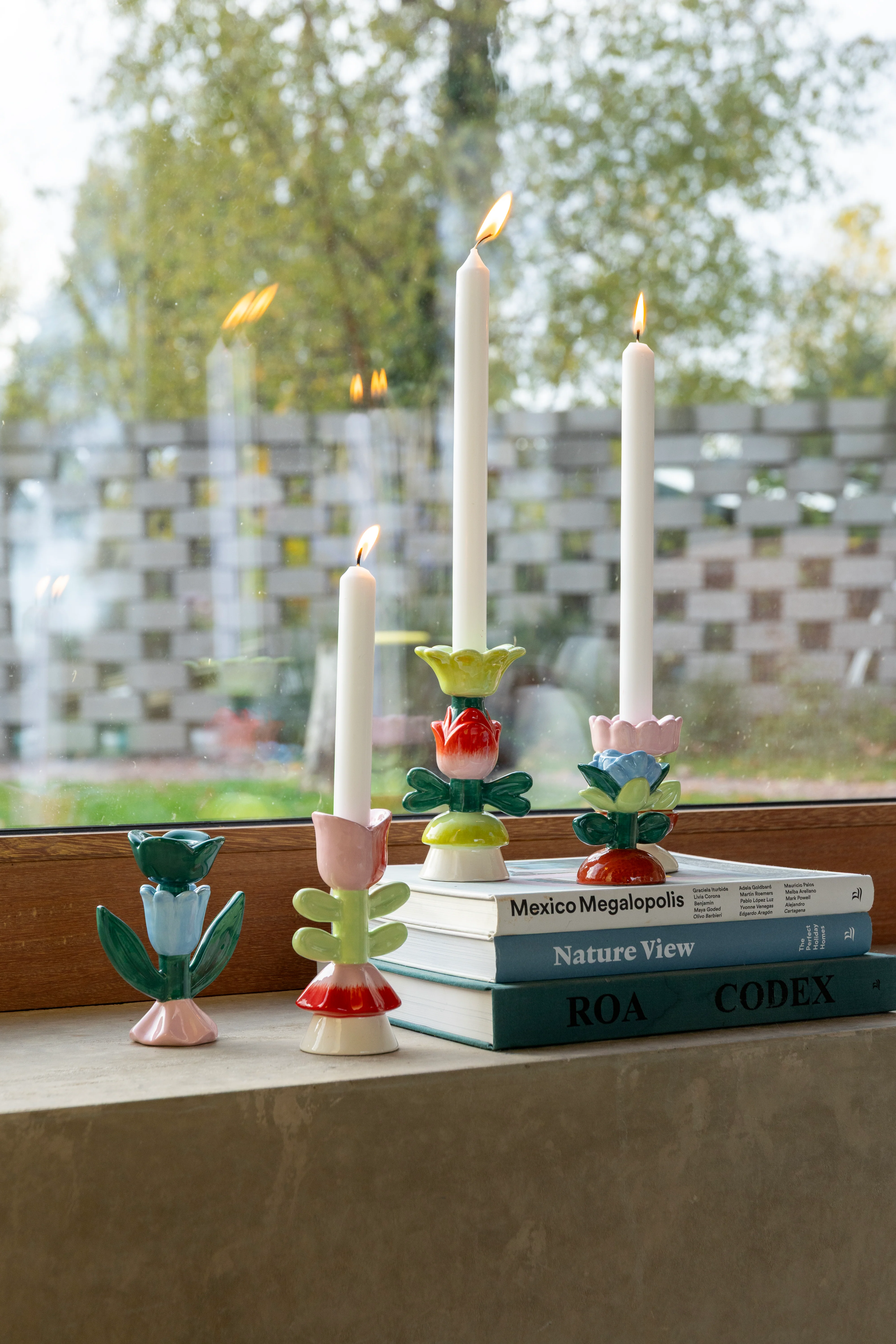 Świecznik BLUME zielony z czerwonym i żółtym - Image 2