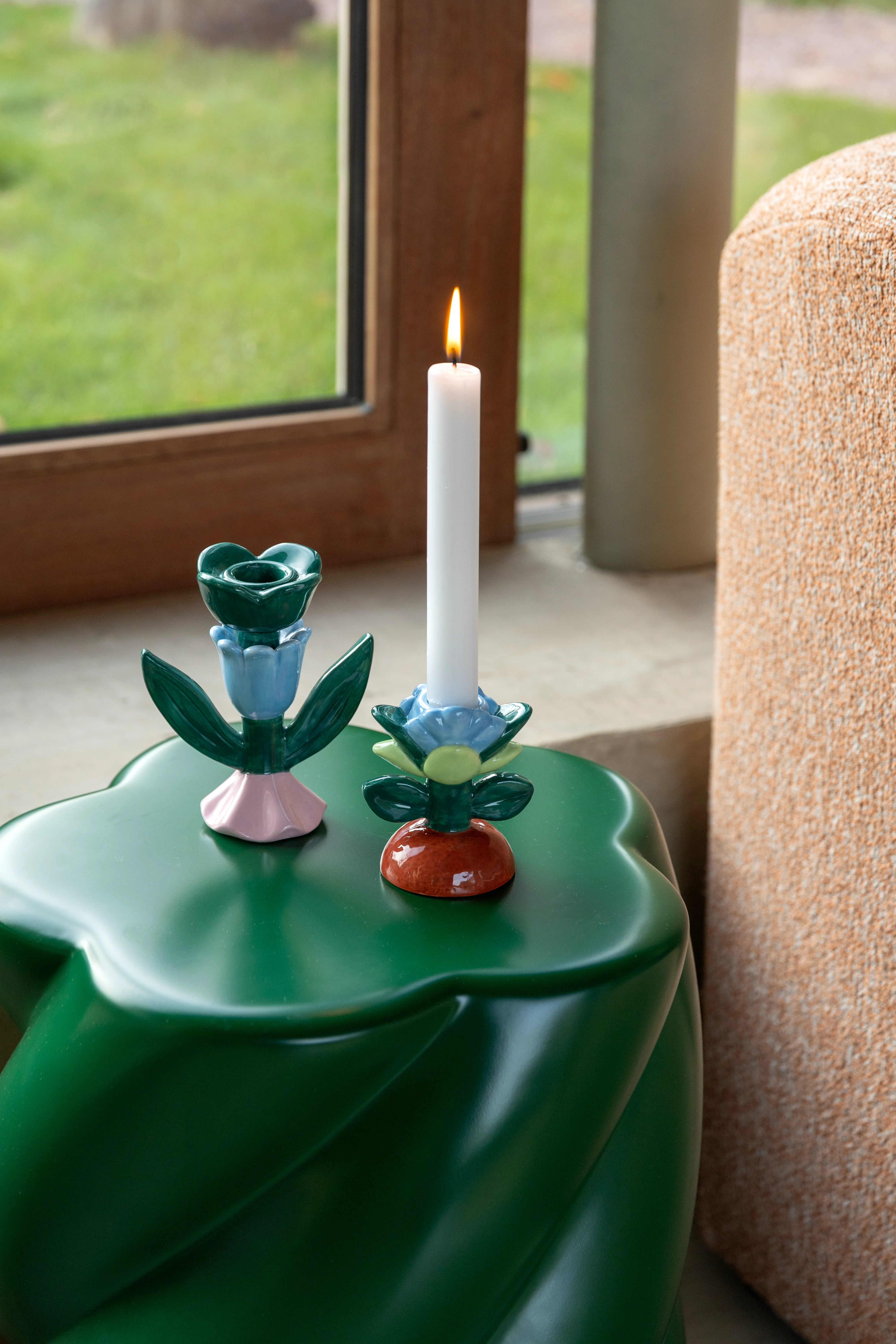 Świecznik BLUME zielony z niebieskim i czerwonym - Image 2