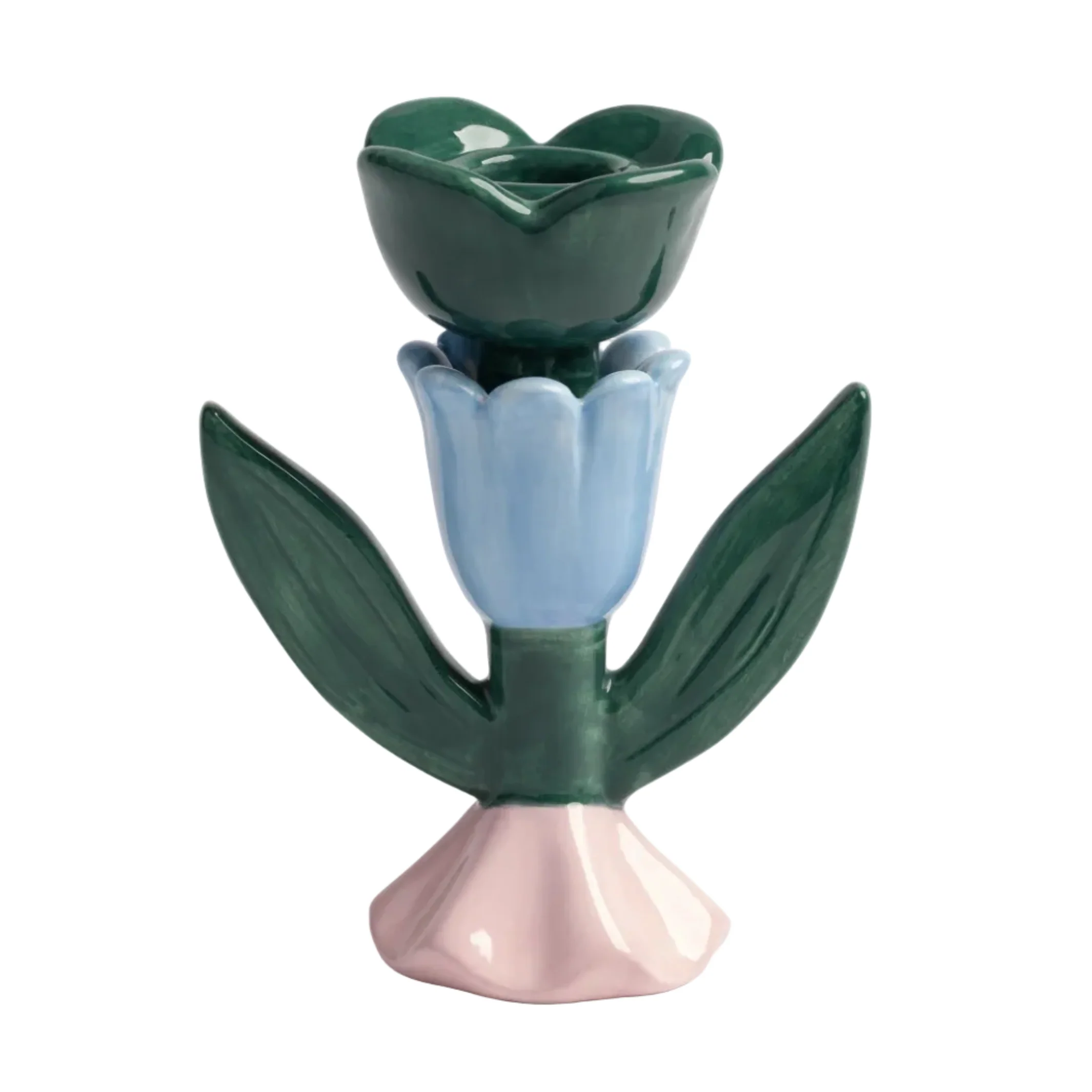 Świecznik BLUME zielony z niebieskim i różowym - Image 3