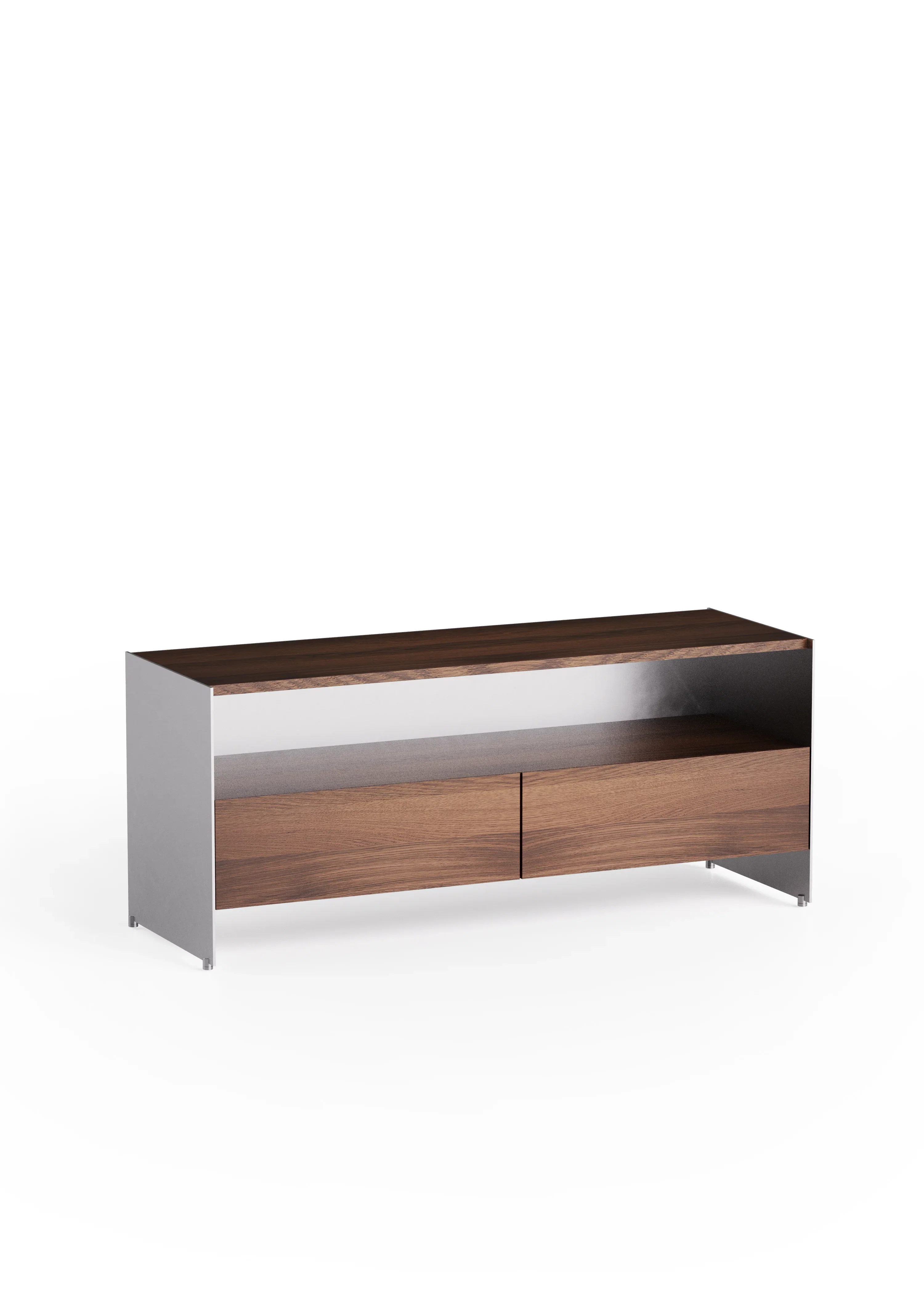 Szafka ALOOX 120 ciemne drewno dębowe z aluminiowym wykończeniem - Image 3