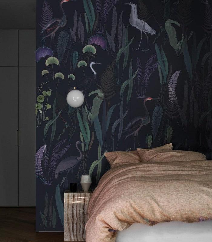 Tapeta flizelinowa z motywem roślinnym CALM HERON purpurowy - Image 4