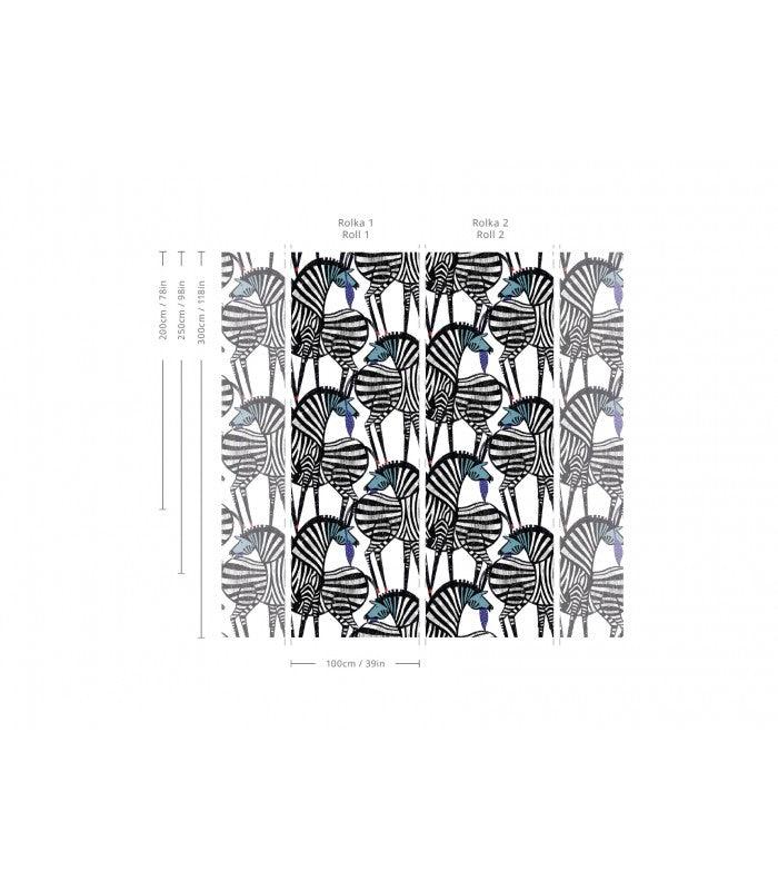 Tapeta flizelinowa z motywem zwierzęcym DANCING ZEBRAS biały z czarny - Image 3
