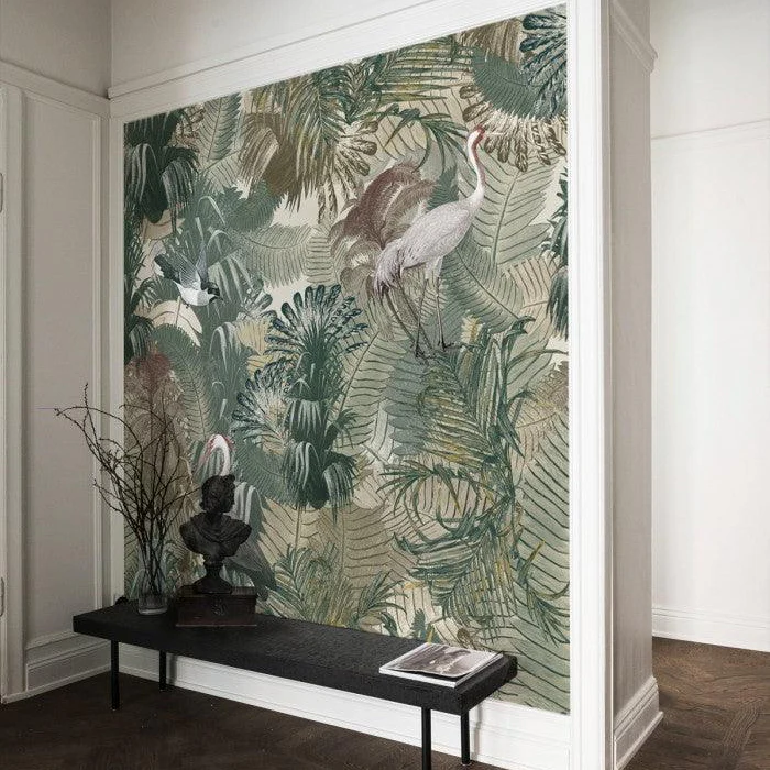 Tapeta flizelinowa z motywem roślinnym DESERT TROPICS jasnozielony