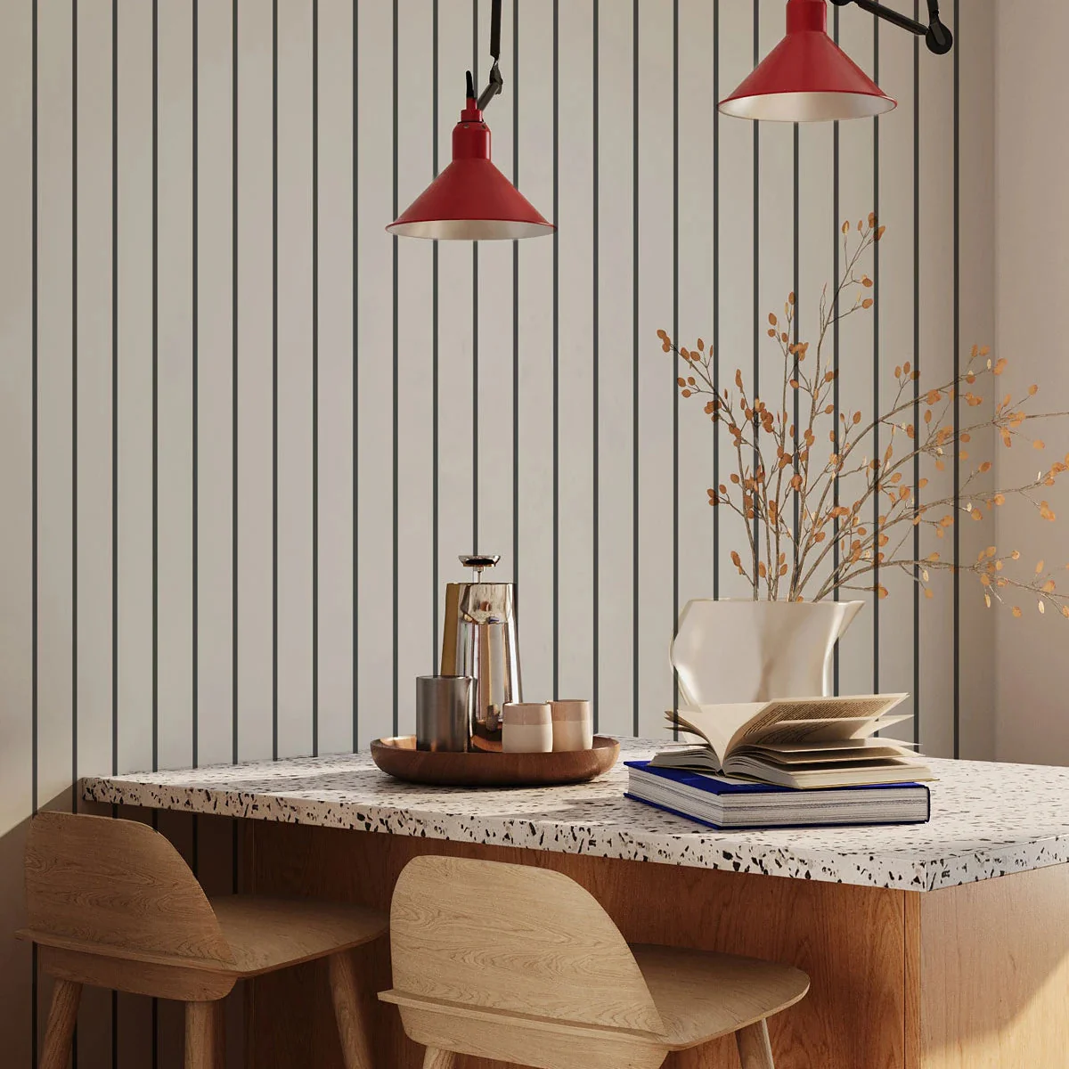 Tapeta flizelinowa w paski MINIMAL STRIPE beż z grafitem