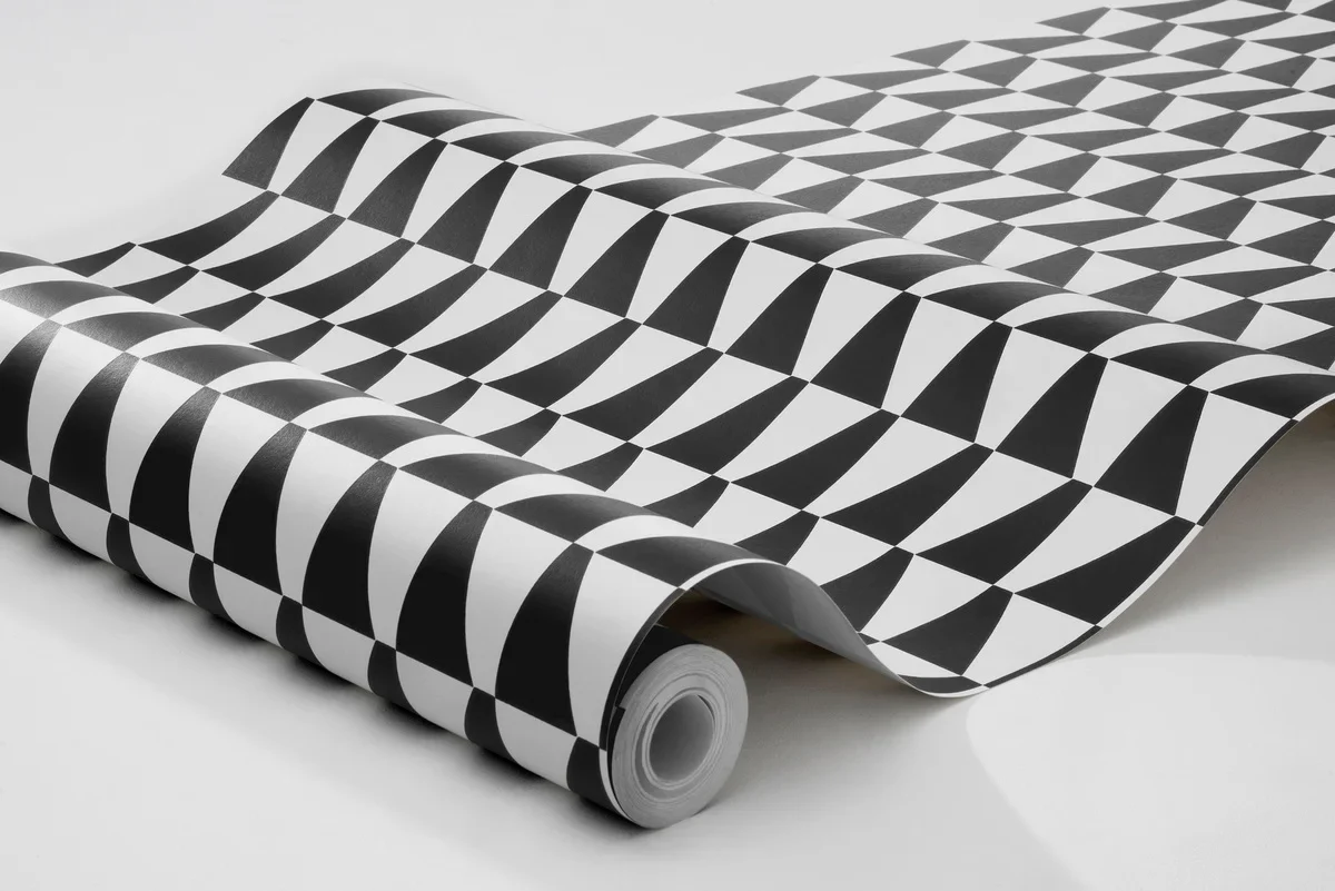 Tapeta flizelinowa papierowa z geometrycznym wzorem TRAPEZ biało-czarny - Image 3
