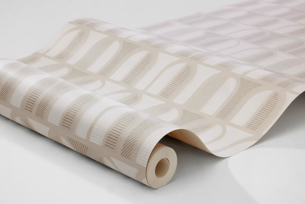 Tapeta flizelinowa papierowa z geometrycznym wzorem VENICE beżowy - Image 3