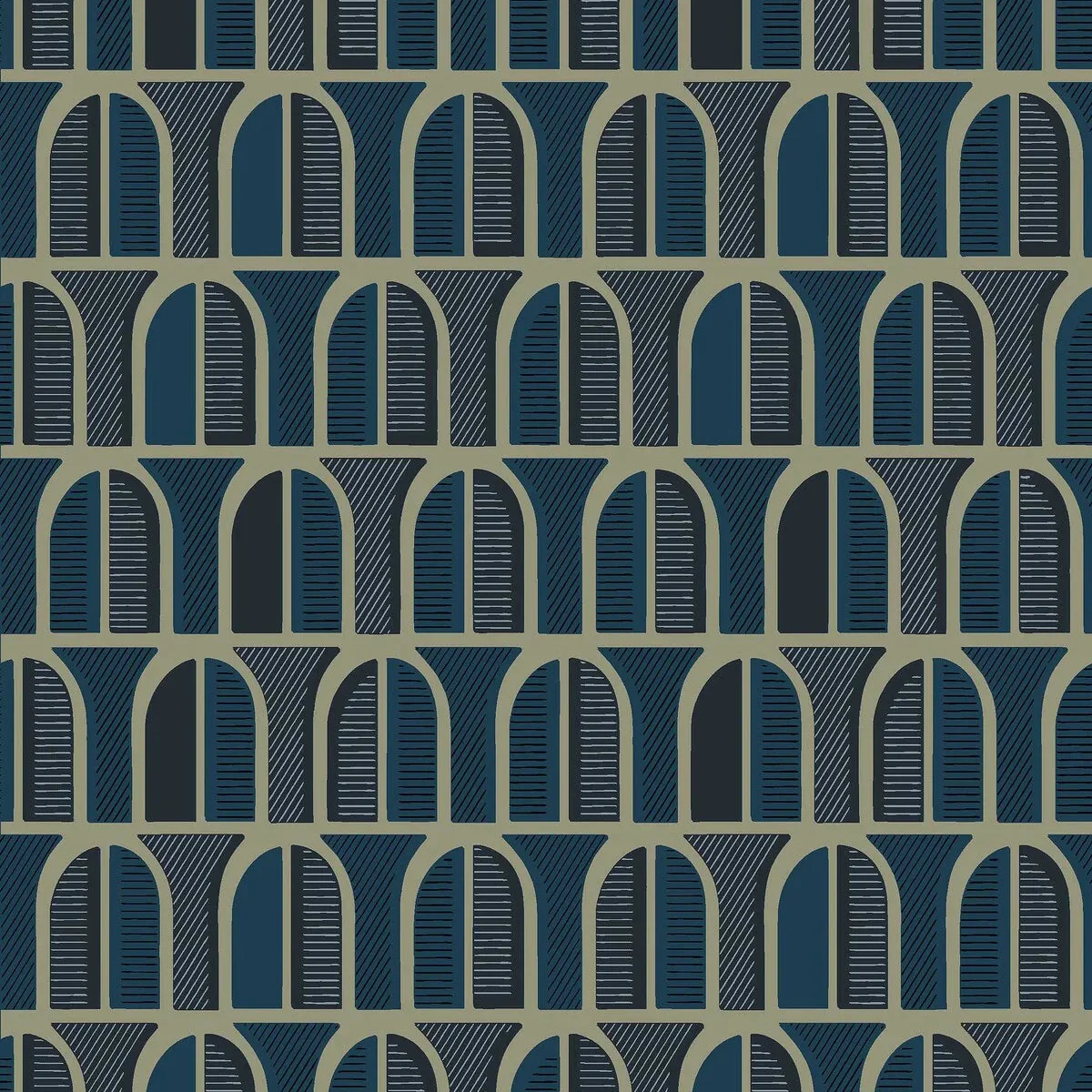 Tapeta flizelinowa papierowa z geometrycznym wzorem VENICE ciemny niebieski