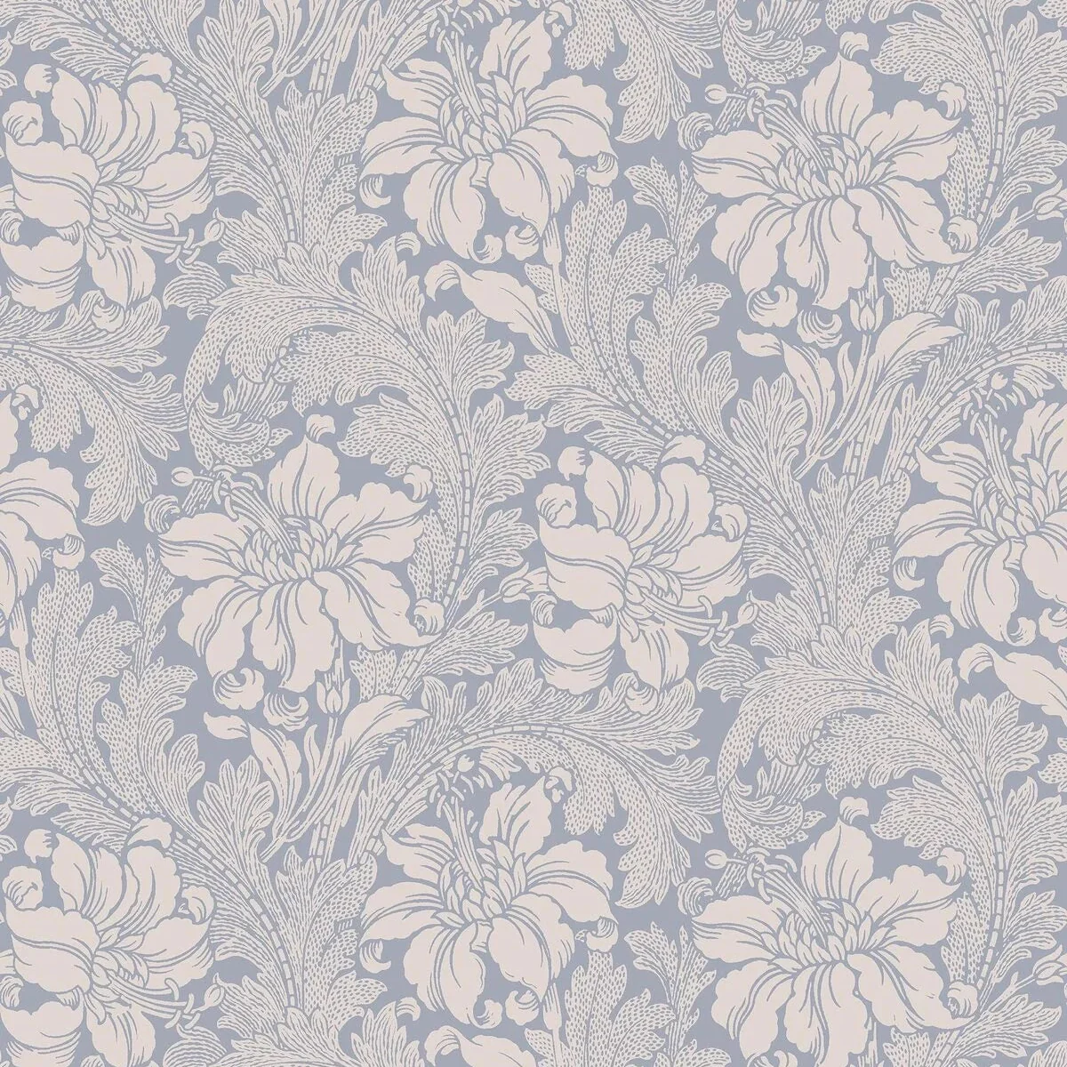 Tapeta flizelinowa papierowa z roślinnym wzorem ACANTHUS niebieski