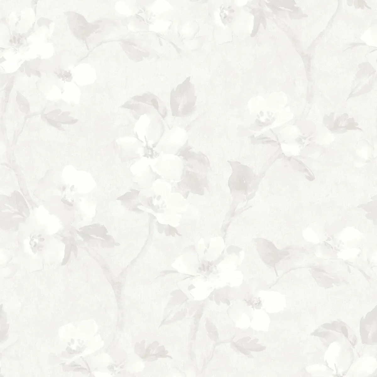 Tapeta z roślinnym wzorem kwiatów HELEN’S FLOWER biały
