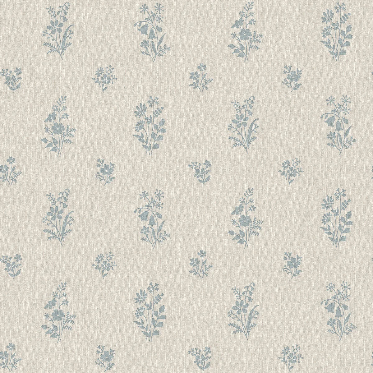 Tapeta flizelinowa papierowa z roślinnym wzorem PETIT FLEURS beżowy z błękitnym