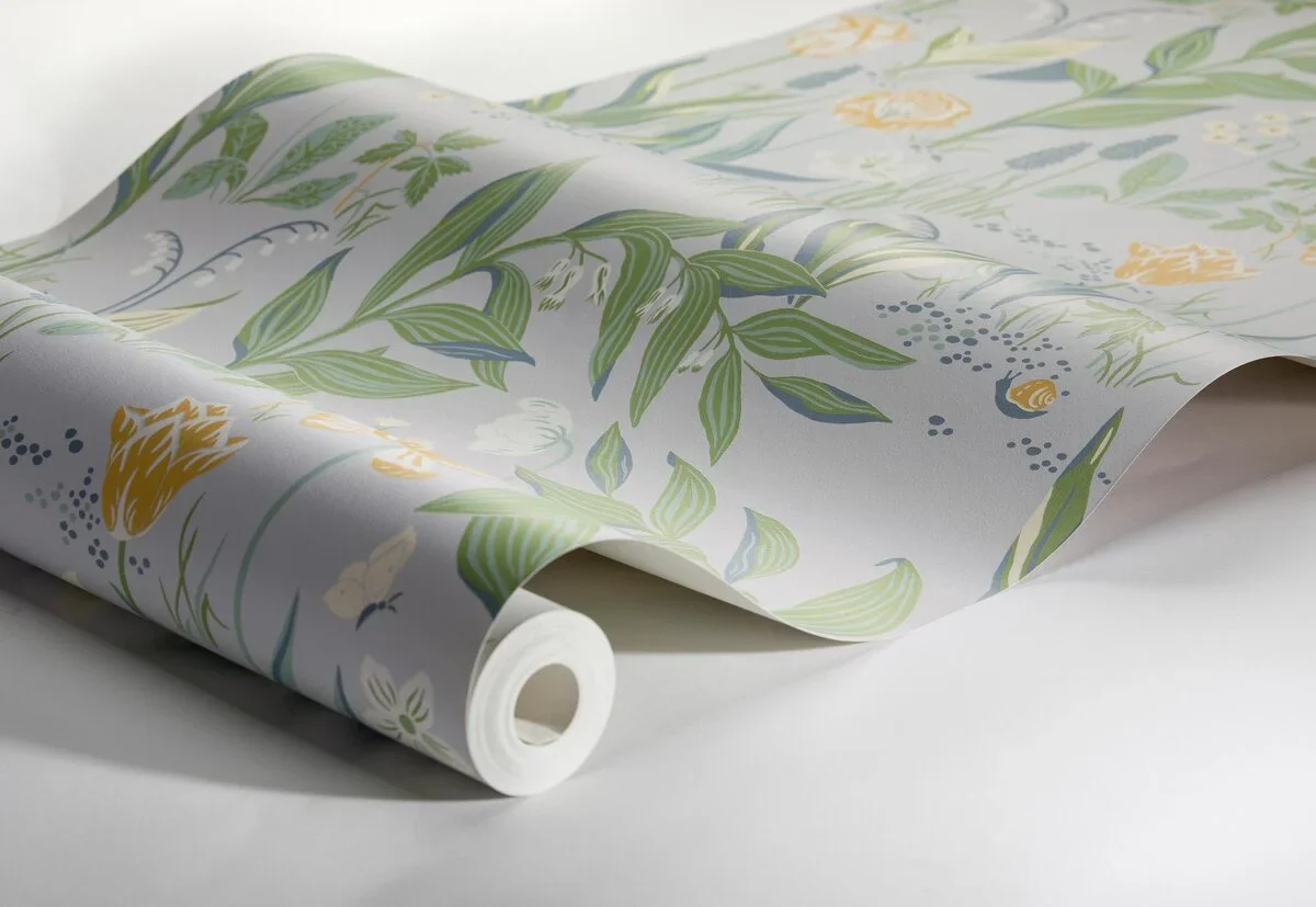 Tapeta z roślinnym wzorem kwiatów SPRING GARDEN beżowy z zielonym - Image 2