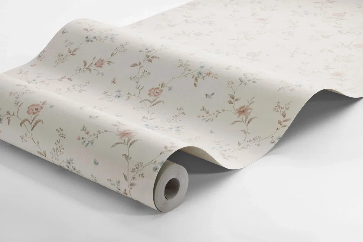 Tapeta flizelinowa papierowa z roślinnym wzorem VIKTORIA beżowy z zielonym - Image 3