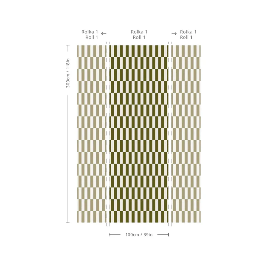 Tapeta flizelinowa z geometrycznym wzorem TETRIS STRIPE oliwkowy - Image 2