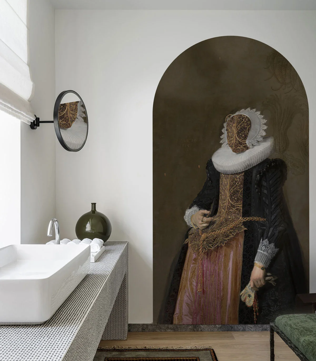 Mural w kształcie łuku z artystycznym portretem BAROQUE LADY brązowy - Image 3
