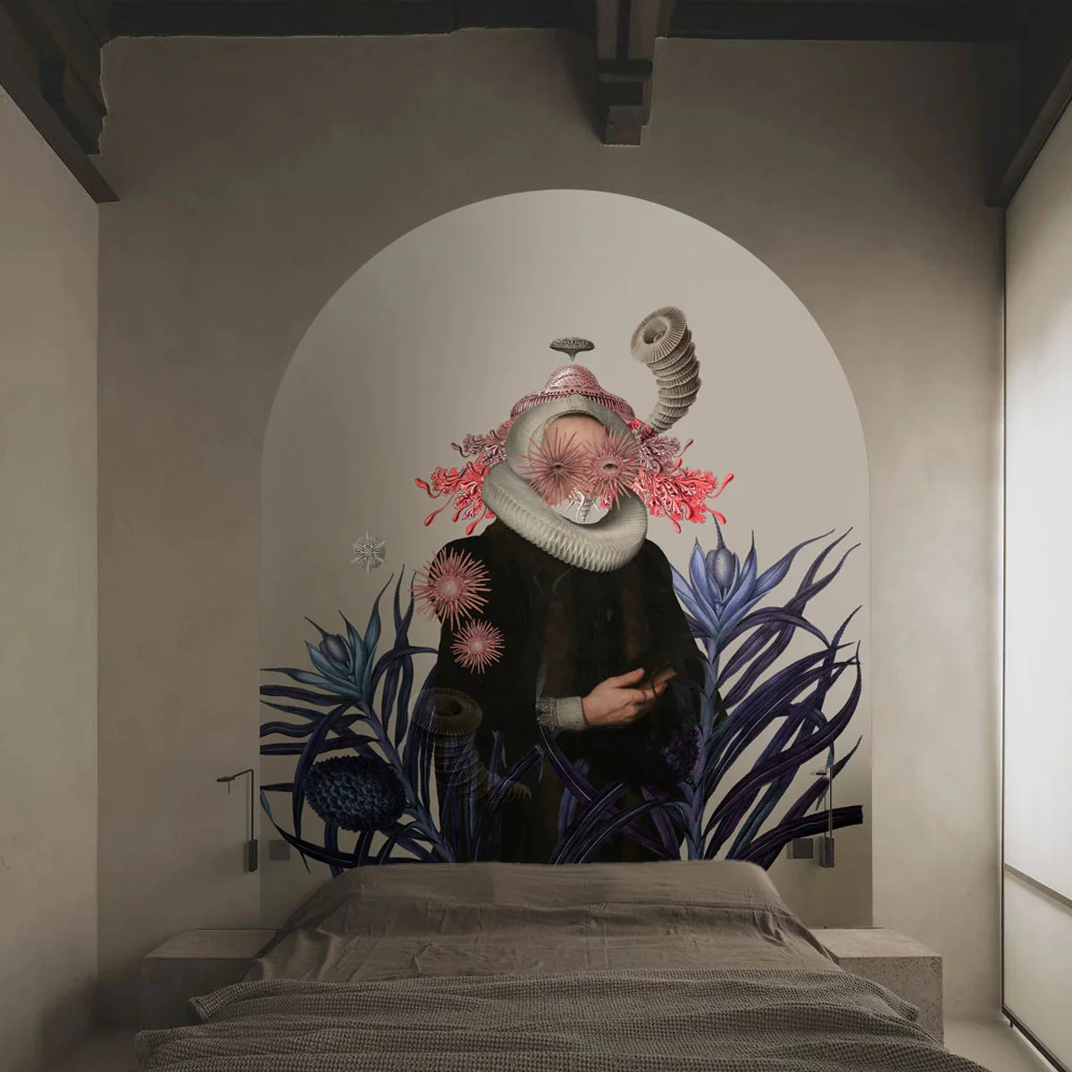 Mural flizelinowy w kształcie łuku LADY MEDUSA beżowy