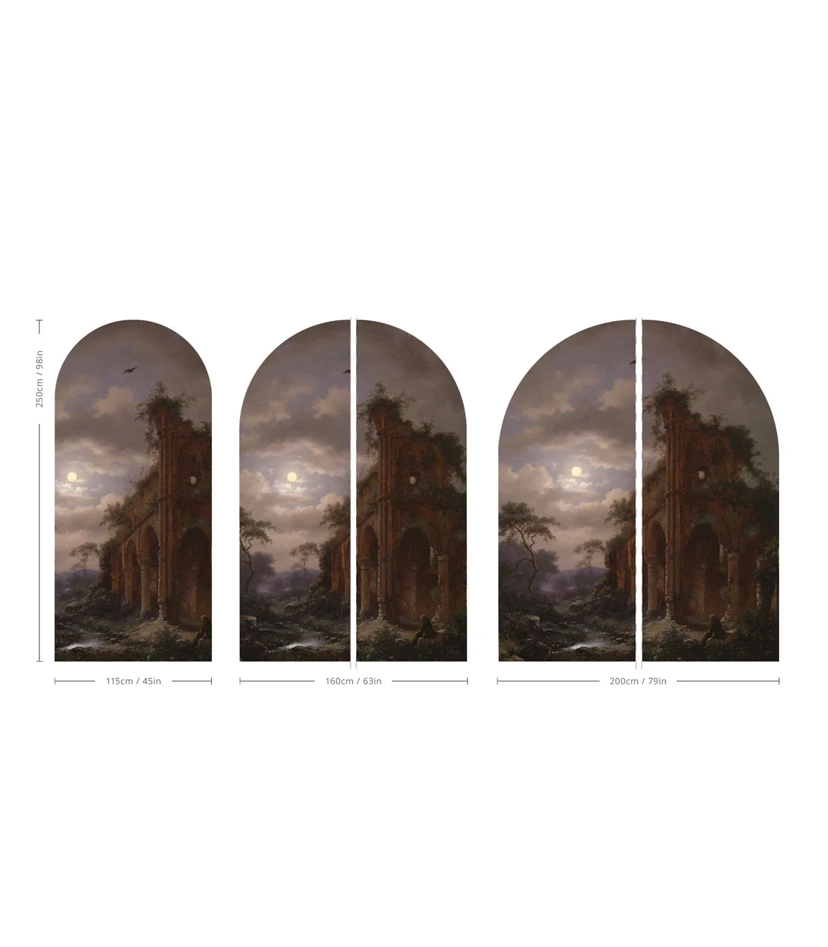 Mural w kształcie łuku z krajobrazem MOONLIT RUINS brązowy z niebieskim - Image 2