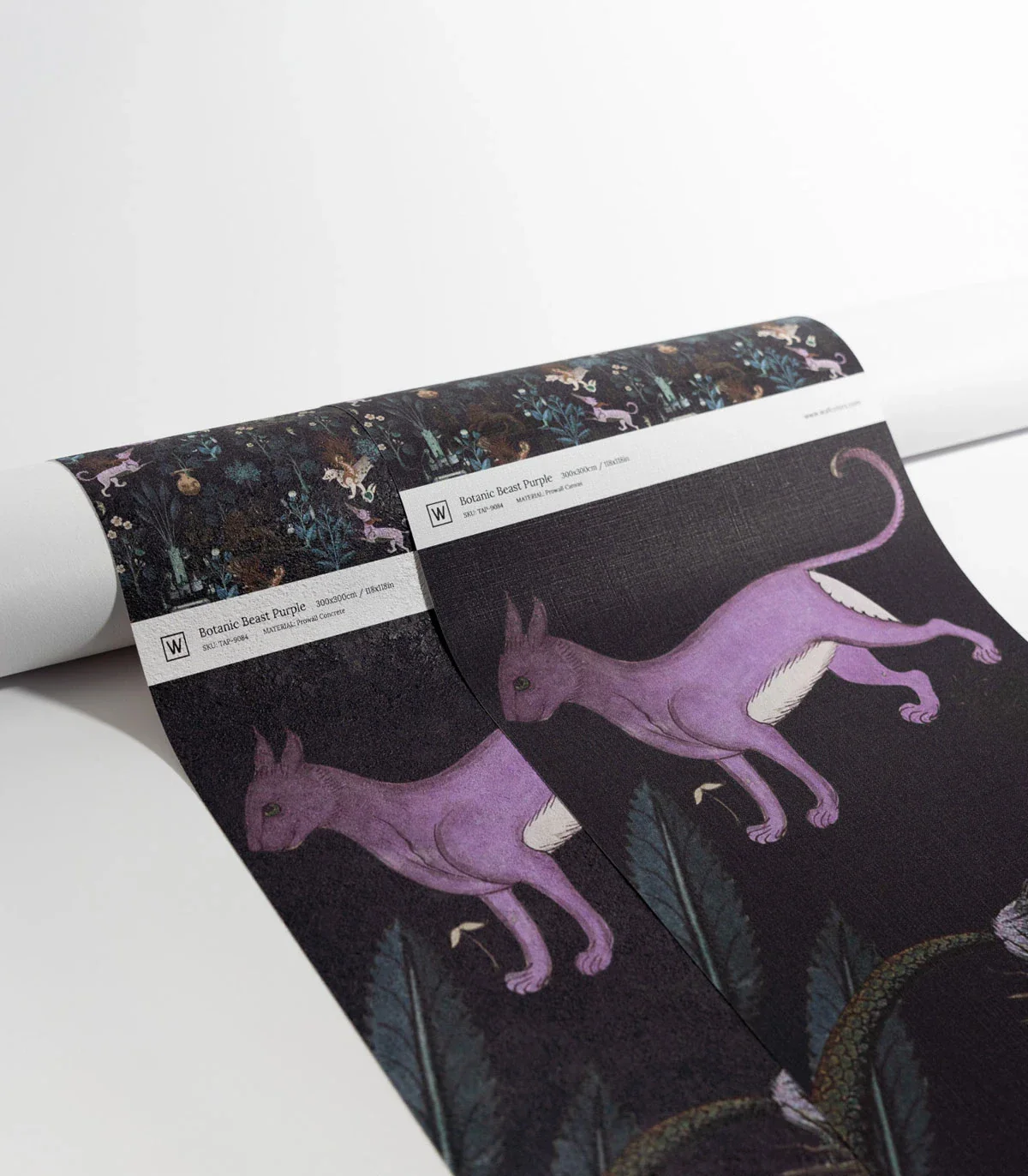Tapeta z motywem roślinnym i magicznym zwierząt BOTANIC BEAST PURPLE czarny z fioletowym - Image 7
