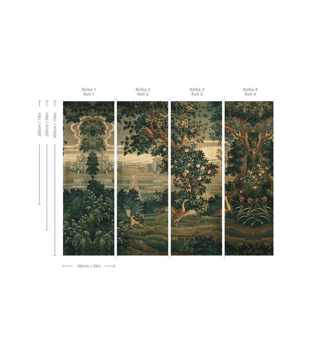 Tapeta z motywem roślinnym i zwierzęcym VINTAGE GARDEN ARRAS zielony - Image 2