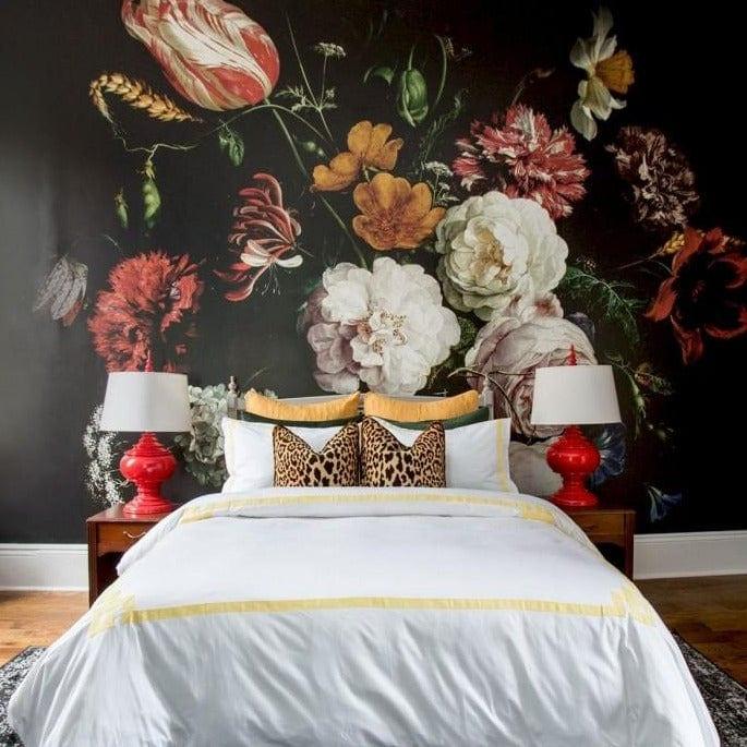 Tapeta flizelinowa z motywem roślinnym FLORAL GLORY czarny