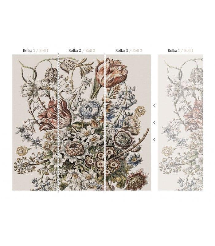Tapeta flizelinowa z motywem roślinnym FLORAL POEM jasnobeżowy z zielonym - Image 7