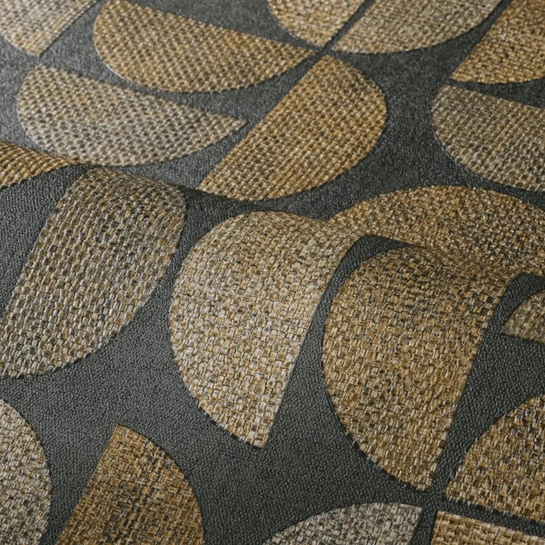 Tapeta strukturalna imitująca rafię z geometrycznym wzorem DUALIS - ÉBÈNE brązowy - Image 3