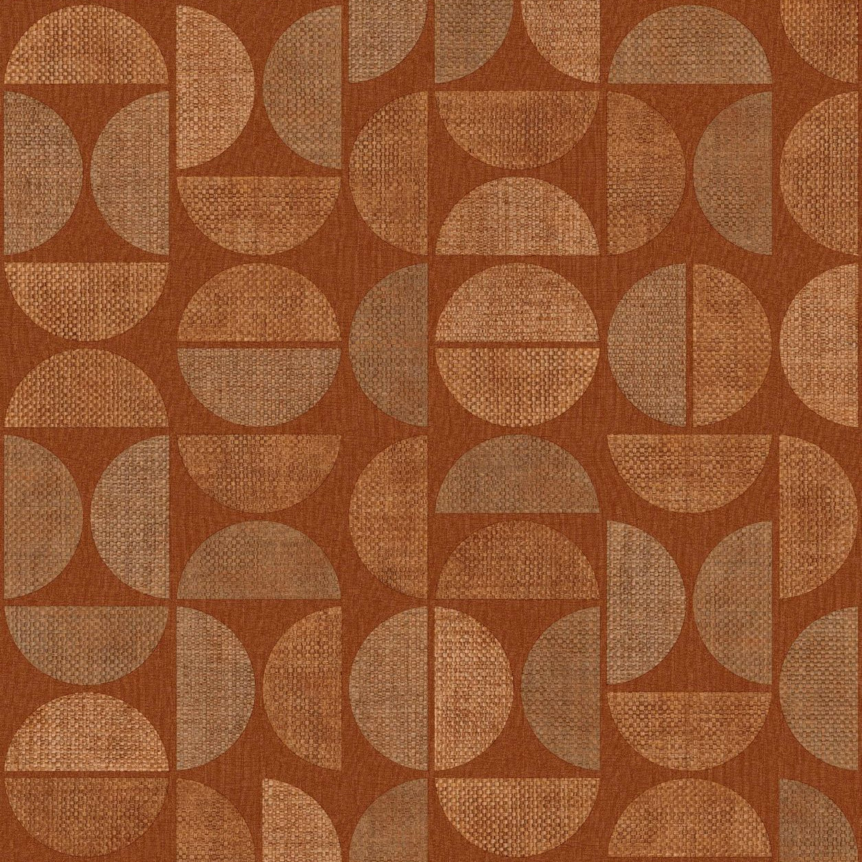 Tapeta strukturalna imitująca rafię z geometrycznym wzorem DUALIS - ORANGE BRÛLÉ pomarańczowy