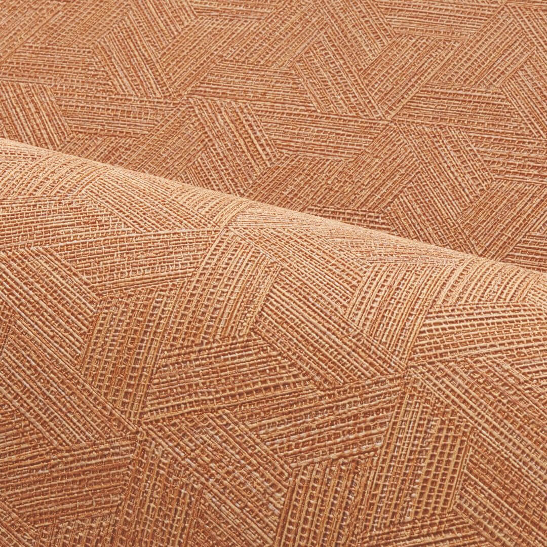 Tapeta strukturalna geometryczna inspirowana liśćmi bananowca LINDU - TERRE DE SIENNE miedziany