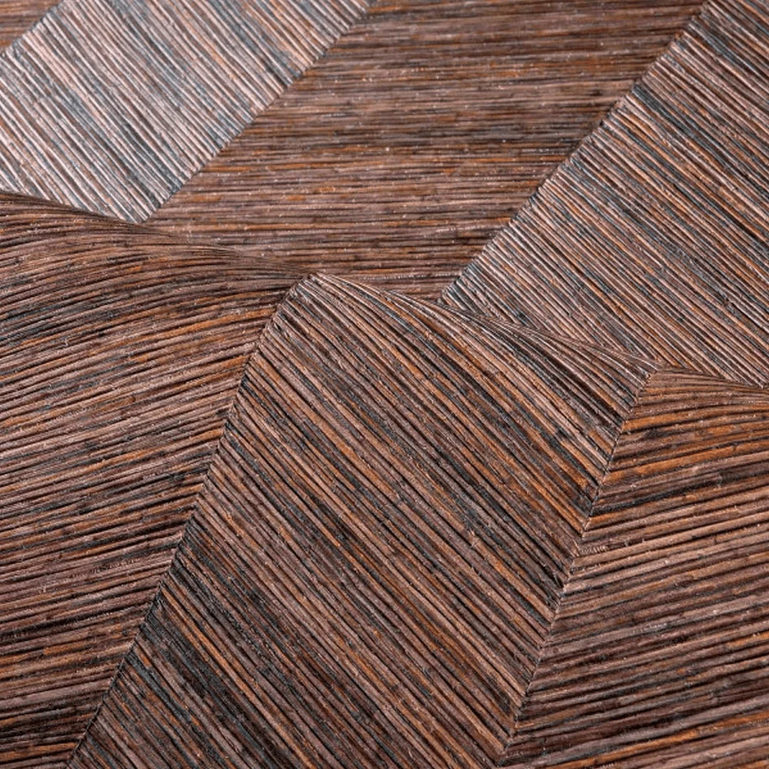 Tapeta strukturalna geometryczna imitująca drewno ze wzorem jodełki OCOTEA - CÈDRE ROUGE brunatny - Image 4