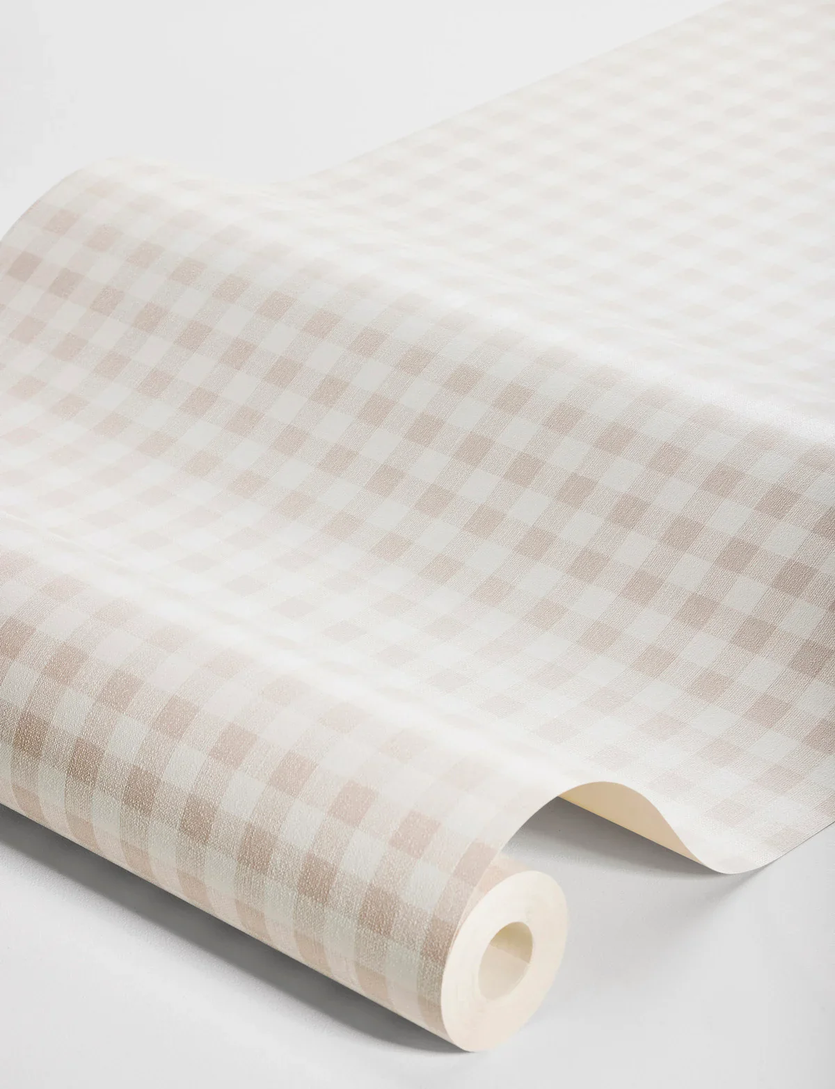 Tapeta strukturalna imitująca len w kratkę PICNIC CHECK różowy z białym - Image 3
