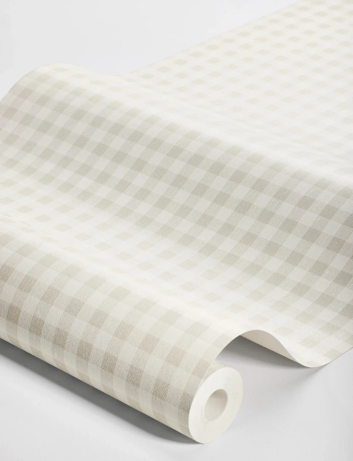 Tapeta strukturalna imitująca len w kratkę PICNIC CHECK szary z beżowym - Image 3